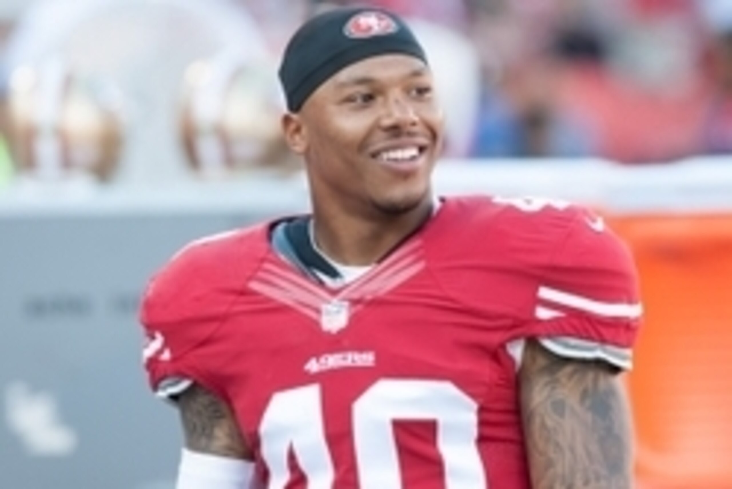 Oct 13, 2013; San Francisco, CA, USA; San Francisco 49ers defensive back Darryl Morris (40) smiles during the game against the Arizona Cardinals at Candlestick Park. Mandatory Credit: Ed Szczepanski-USA TODAY Sports