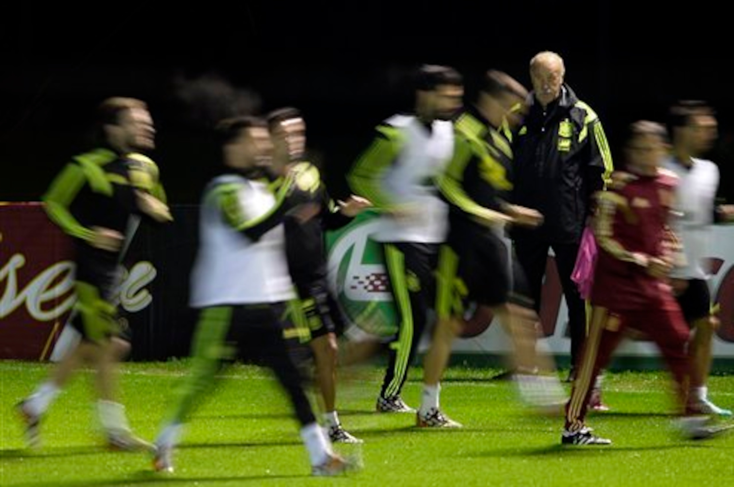 The focus is on Spain's manager.