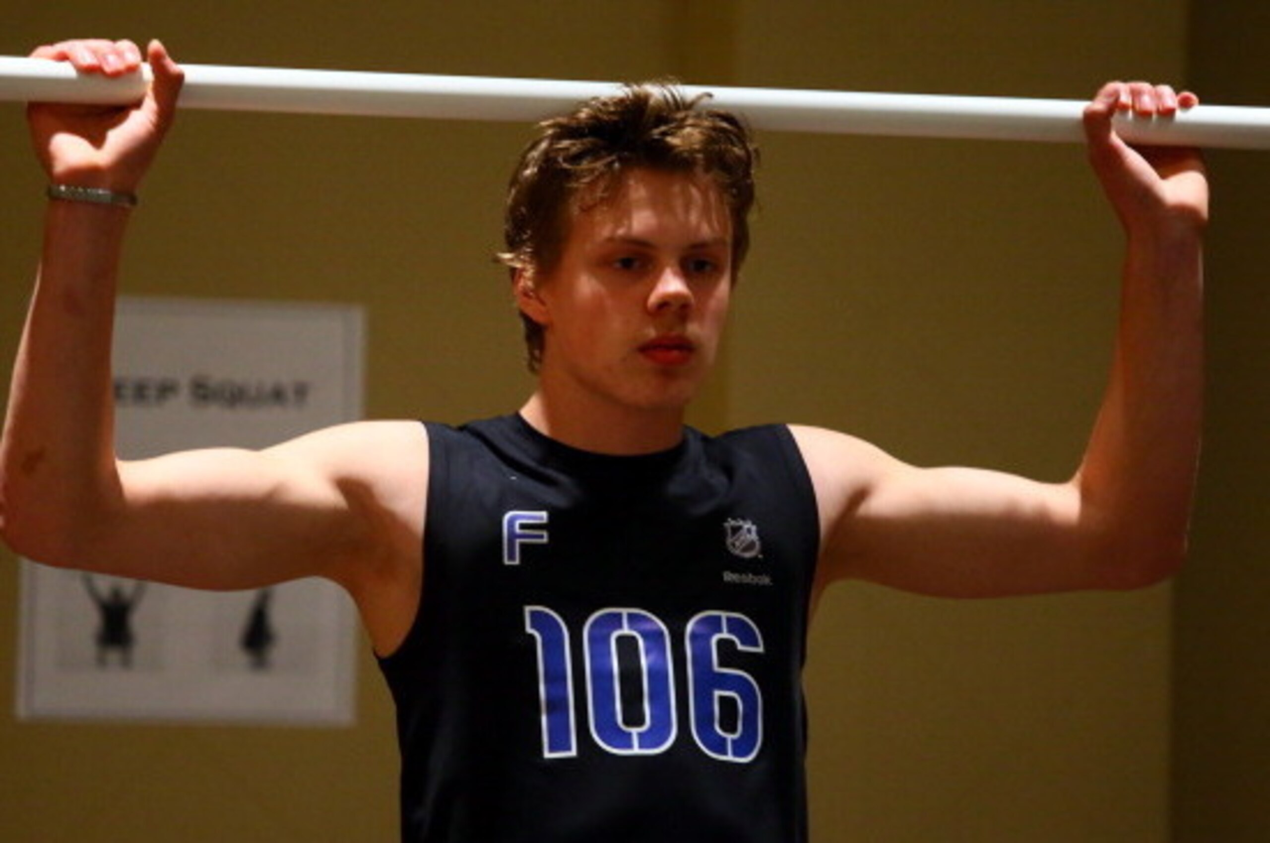 TORONTO - CANADA - MAY 29: Kasperi Kapanen performs a test during the Functional Movement screening at the NHL Combine May 29, 2014 at the Westin Bristol in Toronto, Ontario, Canada. (Photo by Graig Abel/NHLI via Getty Images) TORONTO - CANADA - MAY 29: Kasperi Kapanen performs a test during the Functional Movement screening at the NHL Combine May 29, 2014 at the Westin Bristol in Toronto, Ontario, Canada. (Photo by Graig Abel/NHLI via Getty Images)