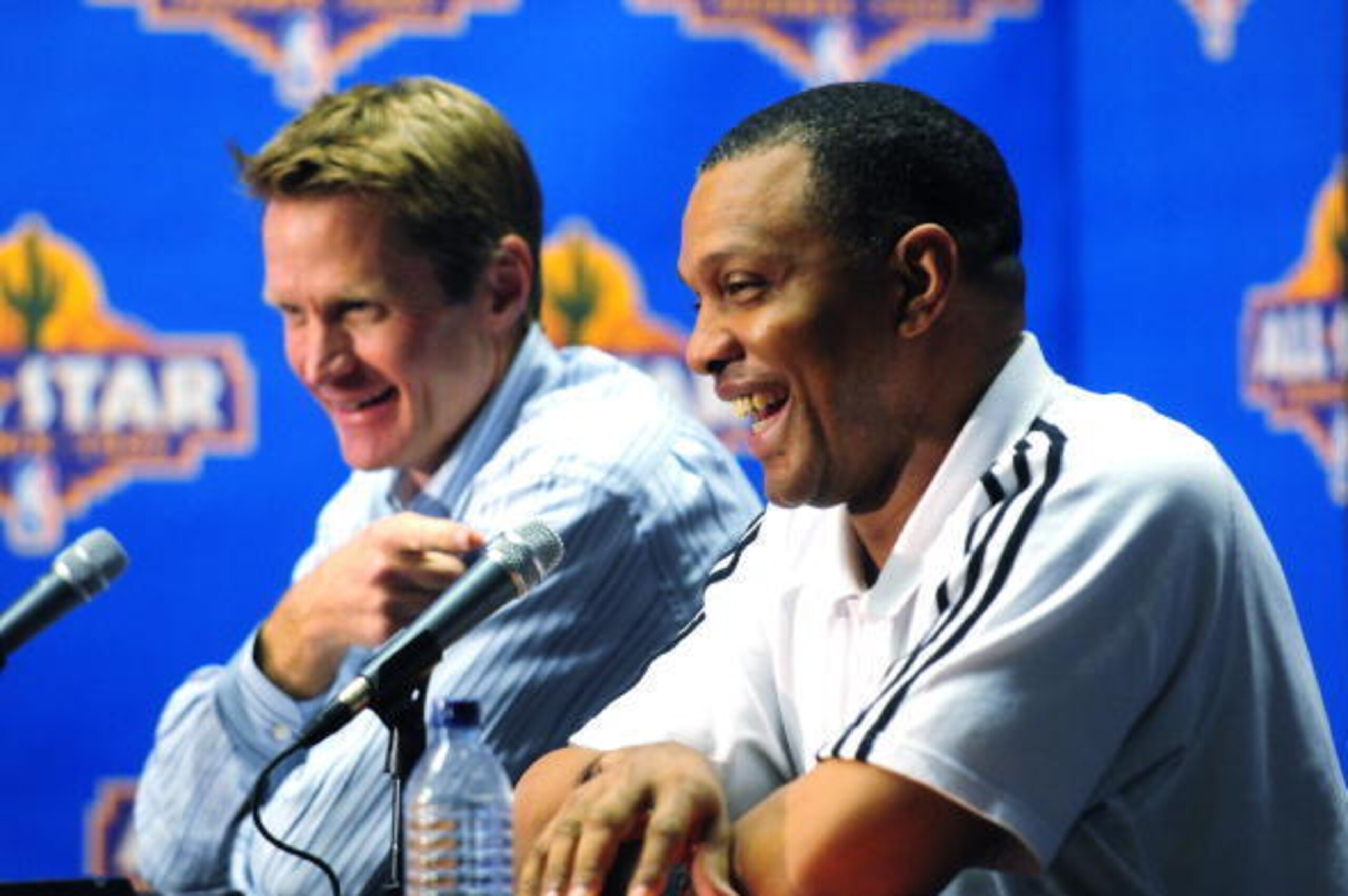 PHOENIX - FEBRUARY 16: Alvin Gentry talks to the media after being named Interim Head Coach of the Phoenix Suns by President of Basketball Operations and General Manager of the Phoenix Suns Steve Kerr on February 16, 2009, at U.S. Airway Center in Phoenix
