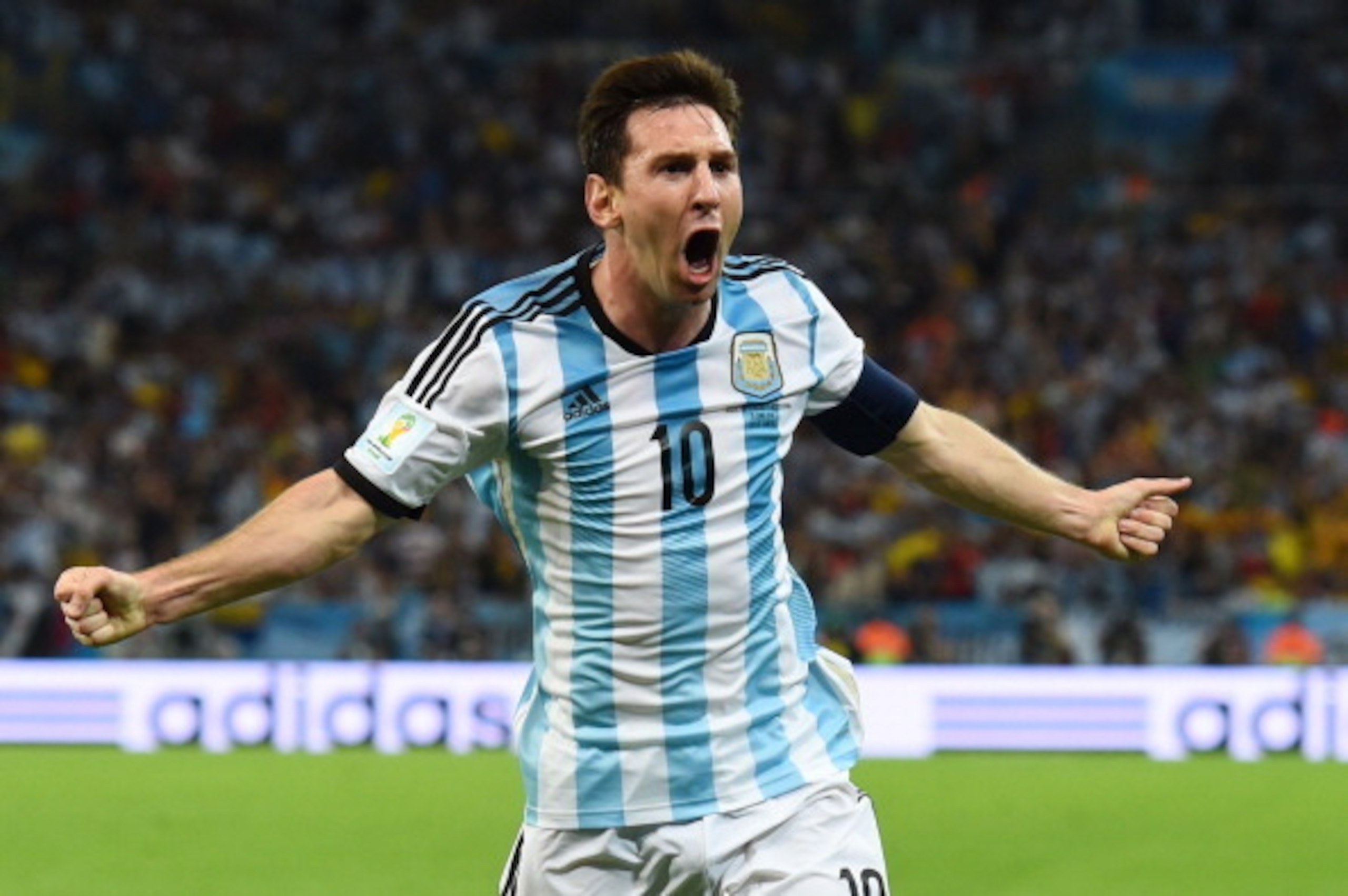 RIO DE JANEIRO, BRAZIL - JUNE 15:  Lionel Messi of Argentina celebrates after scoring his team's second goal during the 2014 FIFA World Cup Brazil Group F match between Argentina and Bosnia-Herzegovina at Maracana on June 15, 2014 in Rio de Janeiro, Brazi