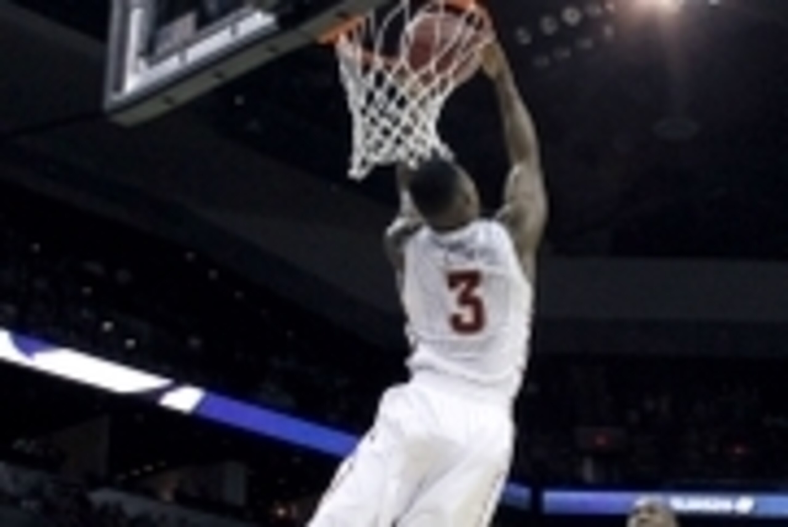 Mar 21, 2014; San Antonio, TX, USA; Iowa State Cyclones forward Melvin Ejim (3) dunks against the North Carolina Central Eagles in the first half of a men's college basketball game during the second round of the 2014 NCAA Tournament at AT&T Center. Mandat