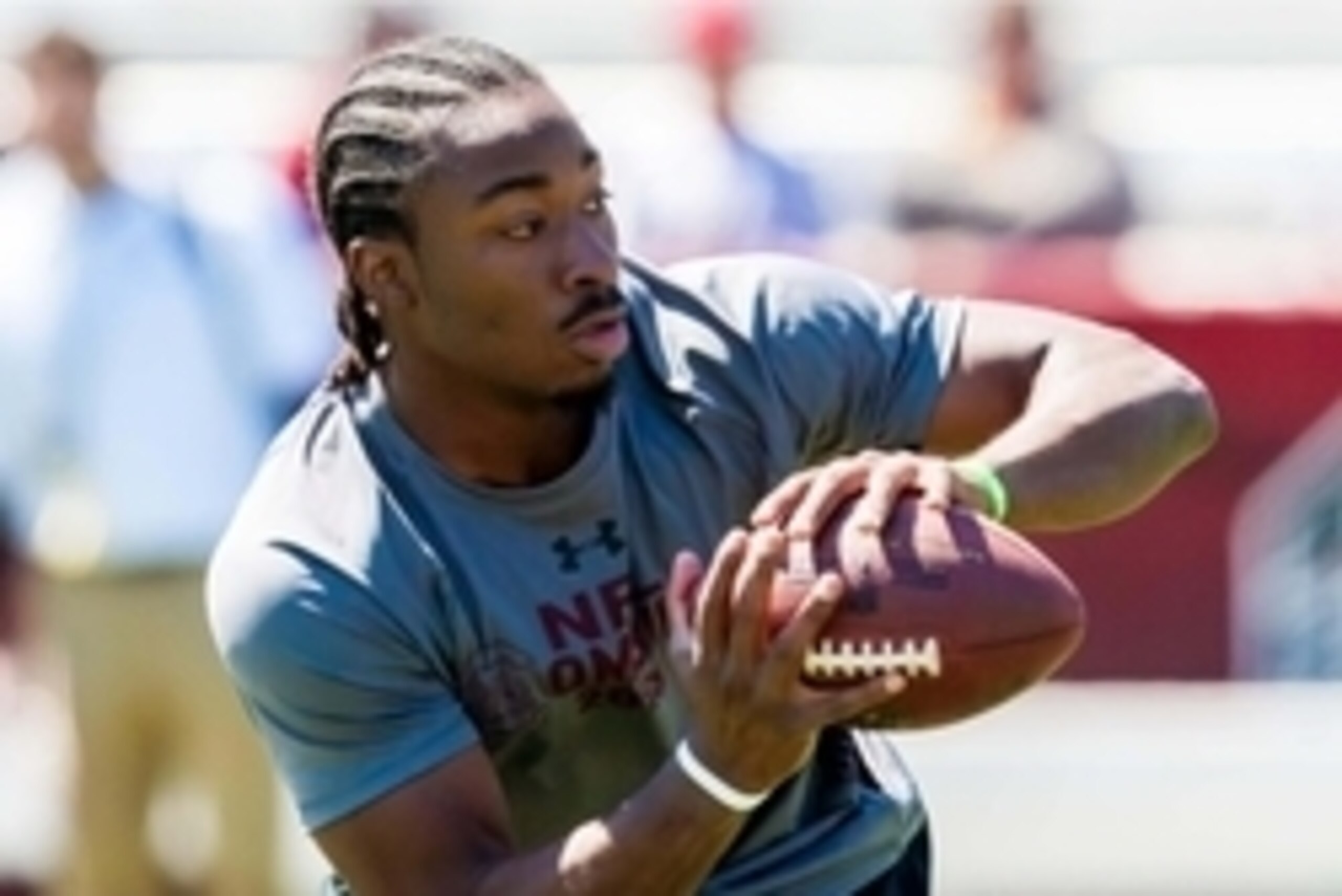 Mar 27, 2013; Columbia, SC, USA; South Carolina Gamecocks former player Marcus Lattimore makes a reception during pro day in Columbia. Mandatory Credit: Jeff Blake-USA TODAY Sports Mar 27, 2013; Columbia, SC, USA; South Carolina Gamecocks former player Marcus Lattimore makes a reception during pro day in Columbia. Mandatory Credit: Jeff Blake-USA TODAY Sports
