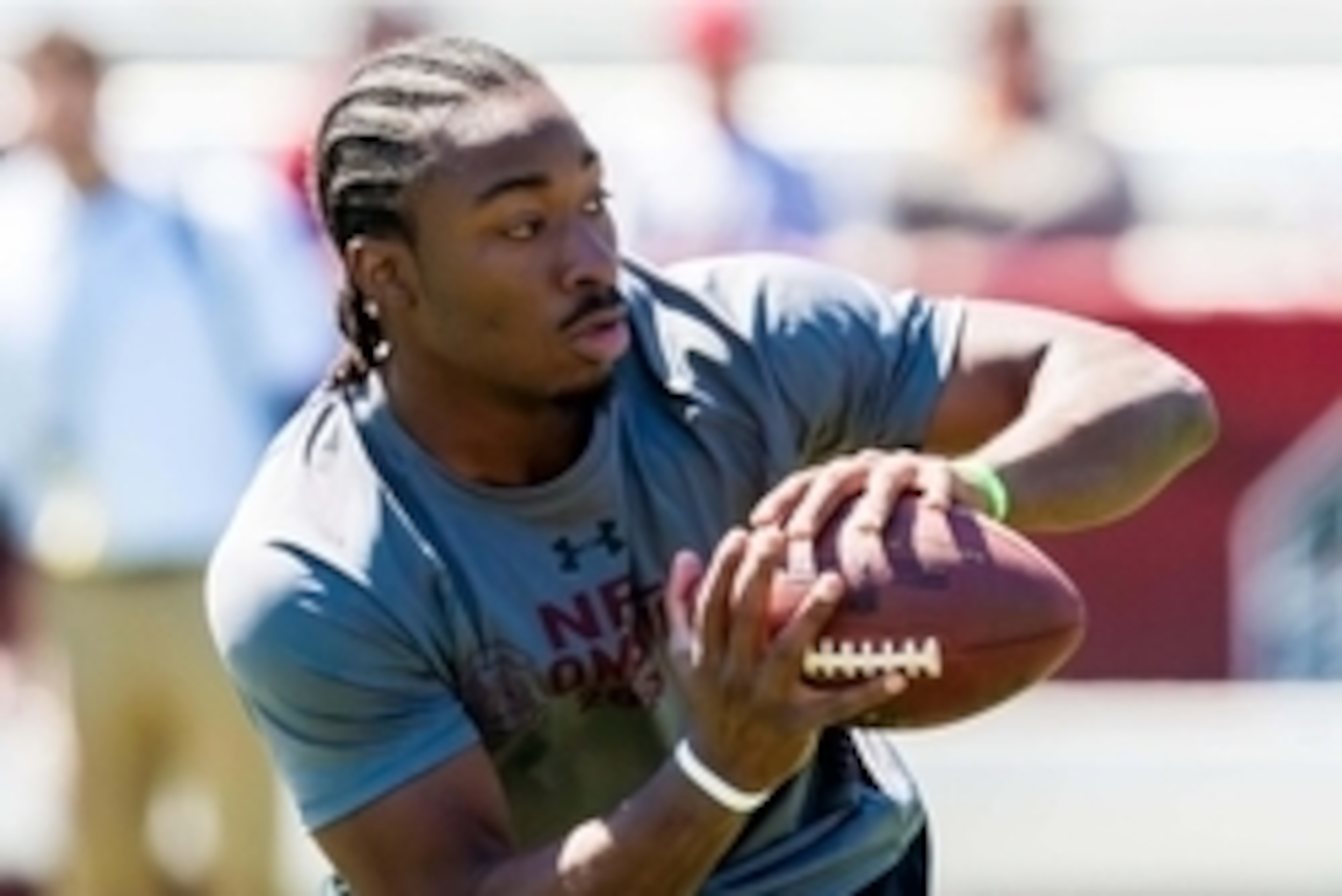 Mar 27, 2013; Columbia, SC, USA;  South Carolina Gamecocks former player Marcus Lattimore makes a reception during pro day in Columbia. Mandatory Credit: Jeff Blake-USA TODAY Sports