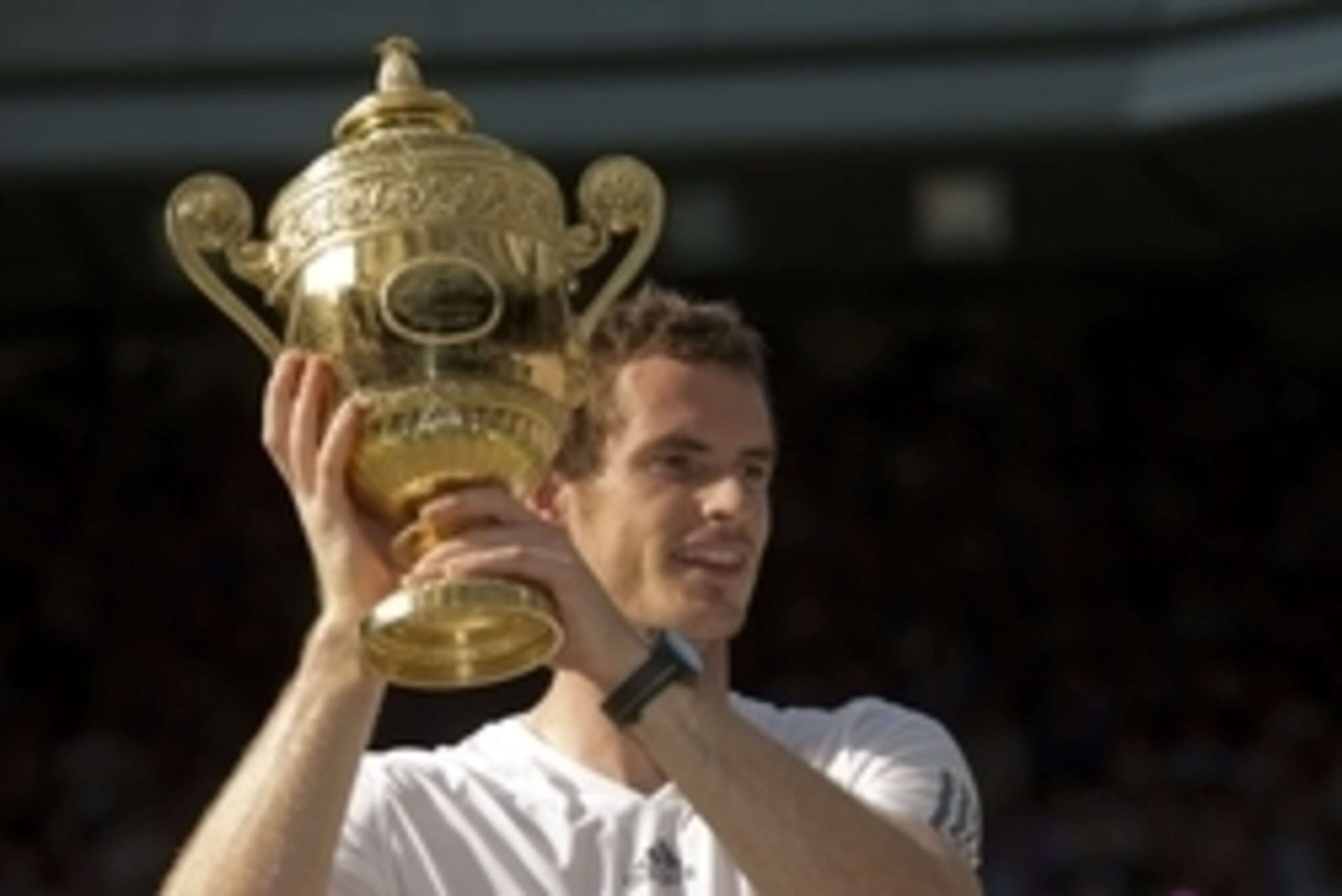 Jul 7, 2013; London, United Kingdom; Andy Murray (GBR) celebrates with the trophy after match point during his match against Novak Djokovic (SRB) on day 13 of the 2013 Wimbledon Championships at the All England Lawn Tennis Club. Mandatory Credit: Susan M Jul 7, 2013; London, United Kingdom; Andy Murray (GBR) celebrates with the trophy after match point during his match against Novak Djokovic (SRB) on day 13 of the 2013 Wimbledon Championships at the All England Lawn Tennis Club. Mandatory Credit: Susan M