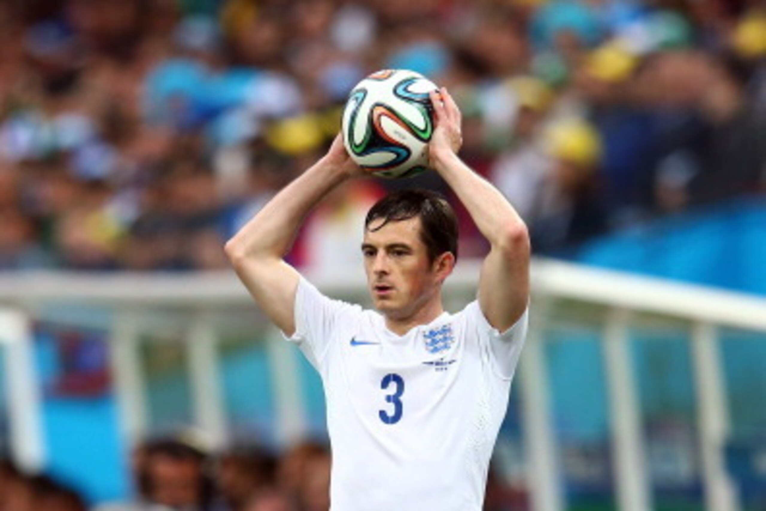 SAO PAULO, BRAZIL - JUNE 19:  Leighton Baines of England in action during the 2014 FIFA World Cup Brazil Group D match between Uruguay and England at Arena de Sao Paulo on June 19, 2014 in Sao Paulo, Brazil.  (Photo by Julian Finney/Getty Images)