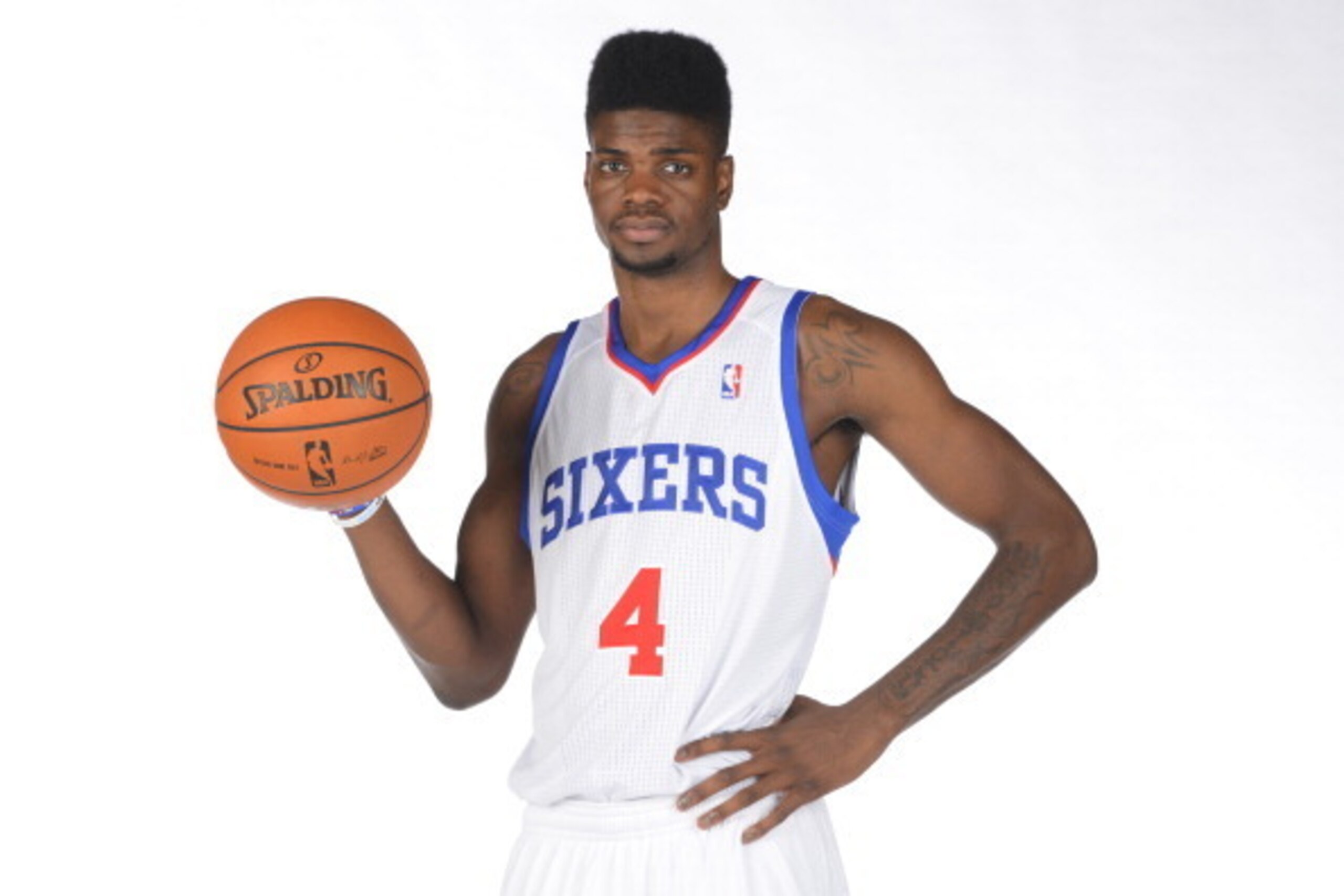 PHILADELPHIA, PA - SEPTEMBER 27:  Nerlens Noel #4 of the Philadelphia 76ers poses for pictures during Media Day on September 27, 2013 in Philadelphia, Pennsylvania. NOTE TO USER: User expressly acknowledges and agrees that, by downloading and or using thi