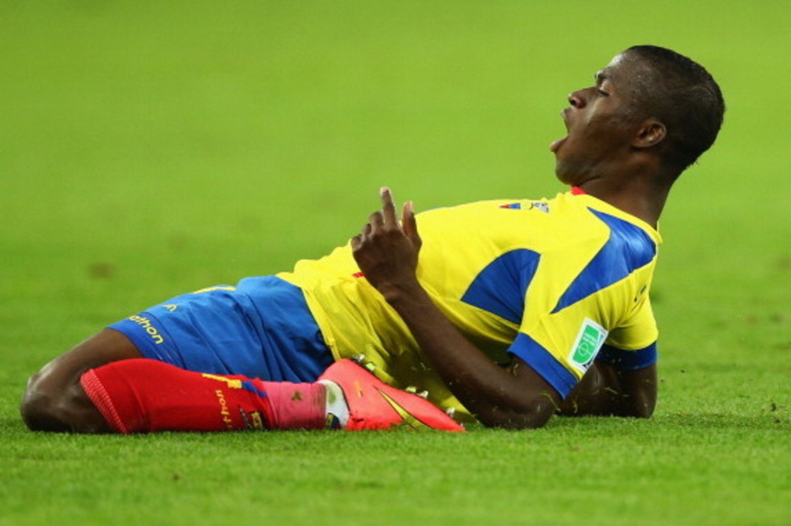 CURITIBA, BRAZIL - JUNE 20: Enner Valencia of Ecuador celebrates scoring his team's second goal during the 2014 FIFA World Cup Brazil Group E match between Honduras and Ecuador at Arena da Baixada on June 20, 2014 in Curitiba, Brazil. (Photo by Julian F CURITIBA, BRAZIL - JUNE 20: Enner Valencia of Ecuador celebrates scoring his team's second goal during the 2014 FIFA World Cup Brazil Group E match between Honduras and Ecuador at Arena da Baixada on June 20, 2014 in Curitiba, Brazil. (Photo by Julian F