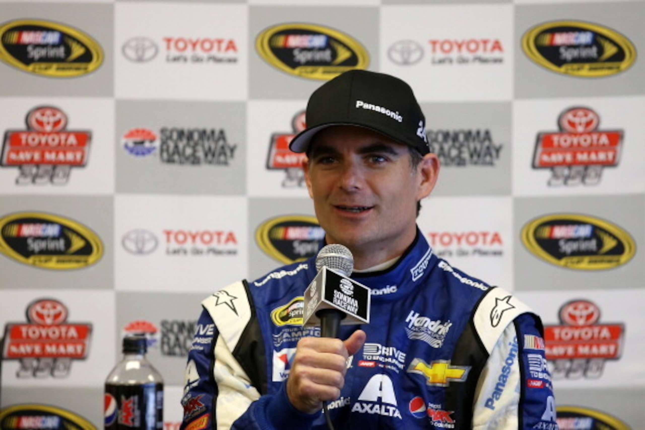 SONOMA, CA - JUNE 20: Jeff Gordon, driver of the #24 Panasonic Chevrolet, talks with the media before practice for the NASCAR Sprint Cup Series Toyota/Save Mart 350 at Sonoma Raceway on June 20, 2014 in Sonoma, California. (Photo by Sarah Glenn/Getty Im SONOMA, CA - JUNE 20: Jeff Gordon, driver of the #24 Panasonic Chevrolet, talks with the media before practice for the NASCAR Sprint Cup Series Toyota/Save Mart 350 at Sonoma Raceway on June 20, 2014 in Sonoma, California. (Photo by Sarah Glenn/Getty Im