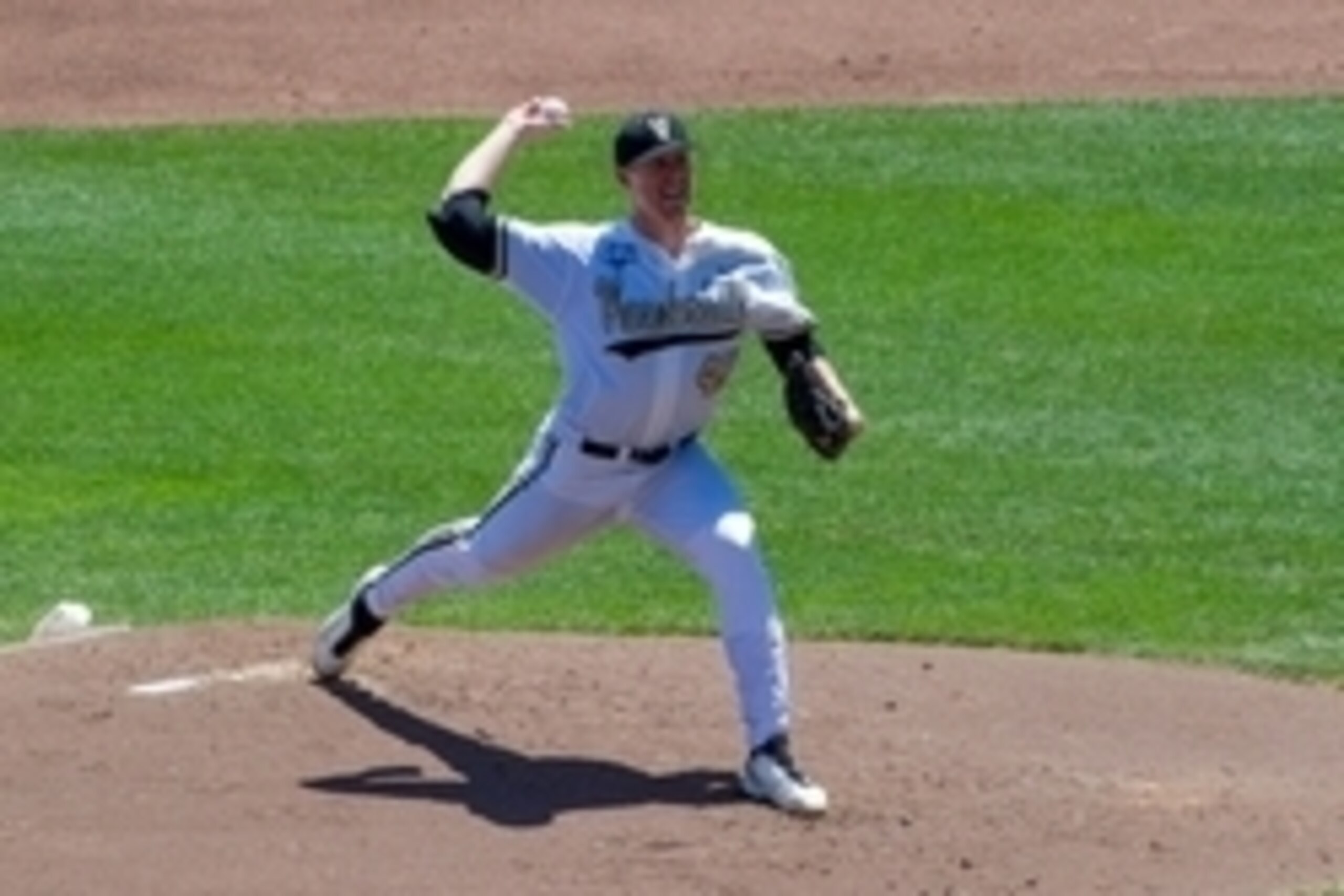 Jun 20, 2014; Omaha, NE, USA; Vanderbilt Commodores pitcher Tyler Ferguson (45) pitches in the first inning against the Texas Longhorns during game eleven of the 2014 College World Series at TD Ameritrade Park Omaha. Mandatory Credit: Steven Branscombe-US