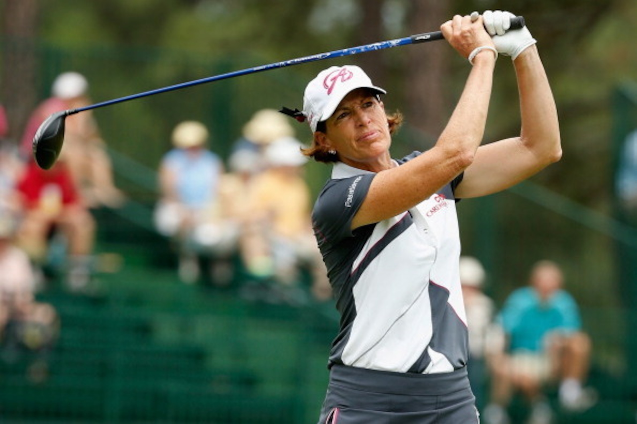 PINEHURST, NC - JUNE 21:  Juli Inkster of the United States watches her tee shot on the eighth hole during the third round of the 69th U.S. Women's Open at Pinehurst Resort & Country Club, Course No. 2 on June 21, 2014 in Pinehurst, North Carolina.  (Phot