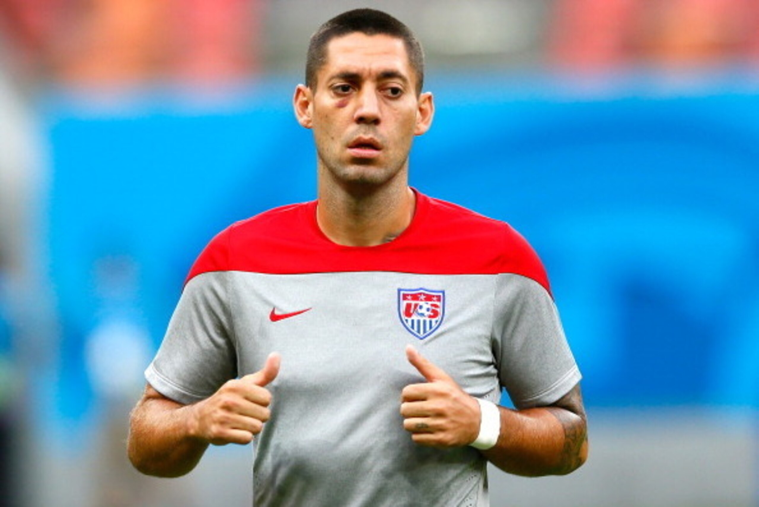 MANAUS, BRAZIL - JUNE 21:  Clint Dempsey of the United States works out during training at Arena Amazonia on June 21, 2014 in Manaus, Brazil.  (Photo by Kevin C. Cox/Getty Images)