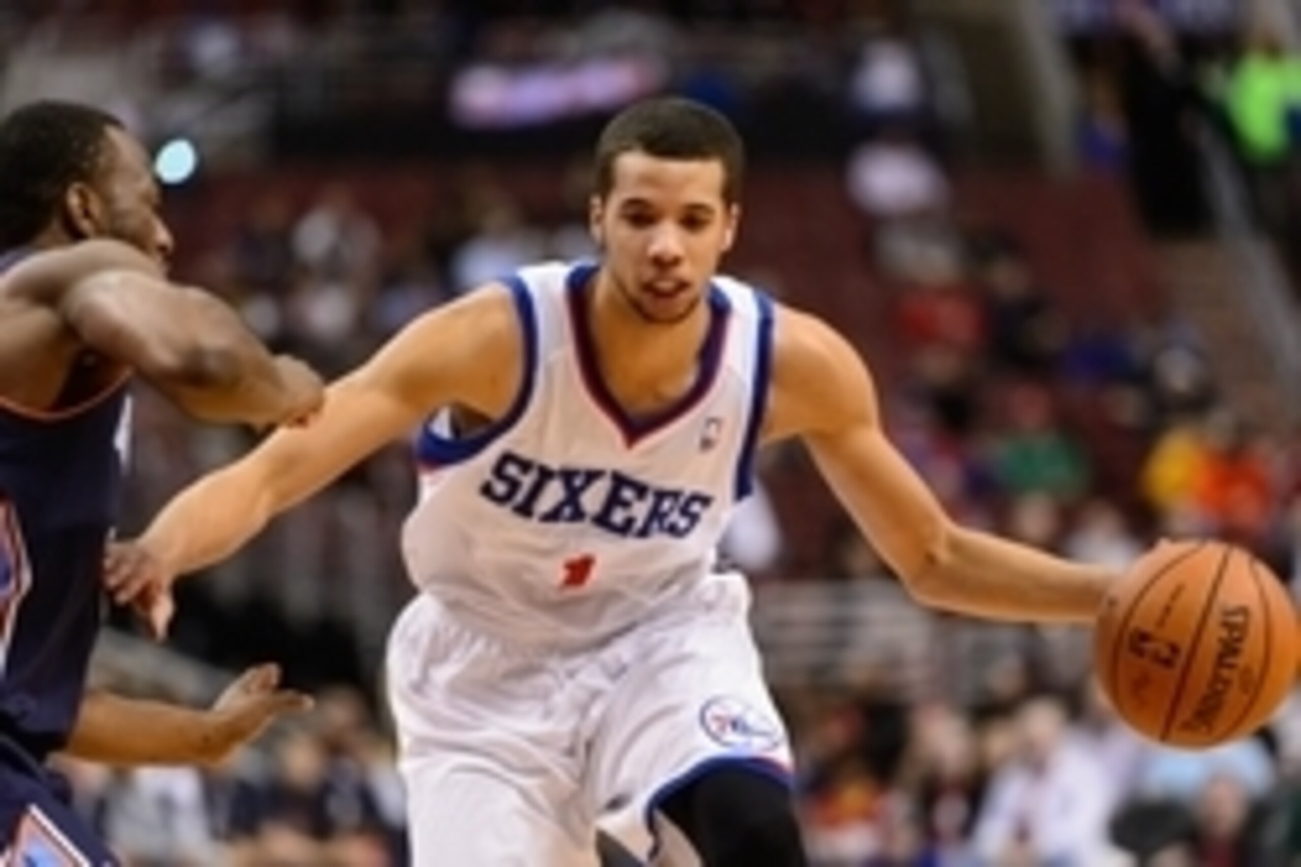 Apr 2, 2014; Philadelphia, PA, USA; Philadelphia 76ers guard Michael Carter-Williams (1) is defended by Charlotte Bobcats guard Kemba Walker (15) during the first quarter at the Wells Fargo Center. Mandatory Credit: Howard Smith-USA TODAY Sports Apr 2, 2014; Philadelphia, PA, USA; Philadelphia 76ers guard Michael Carter-Williams (1) is defended by Charlotte Bobcats guard Kemba Walker (15) during the first quarter at the Wells Fargo Center. Mandatory Credit: Howard Smith-USA TODAY Sports