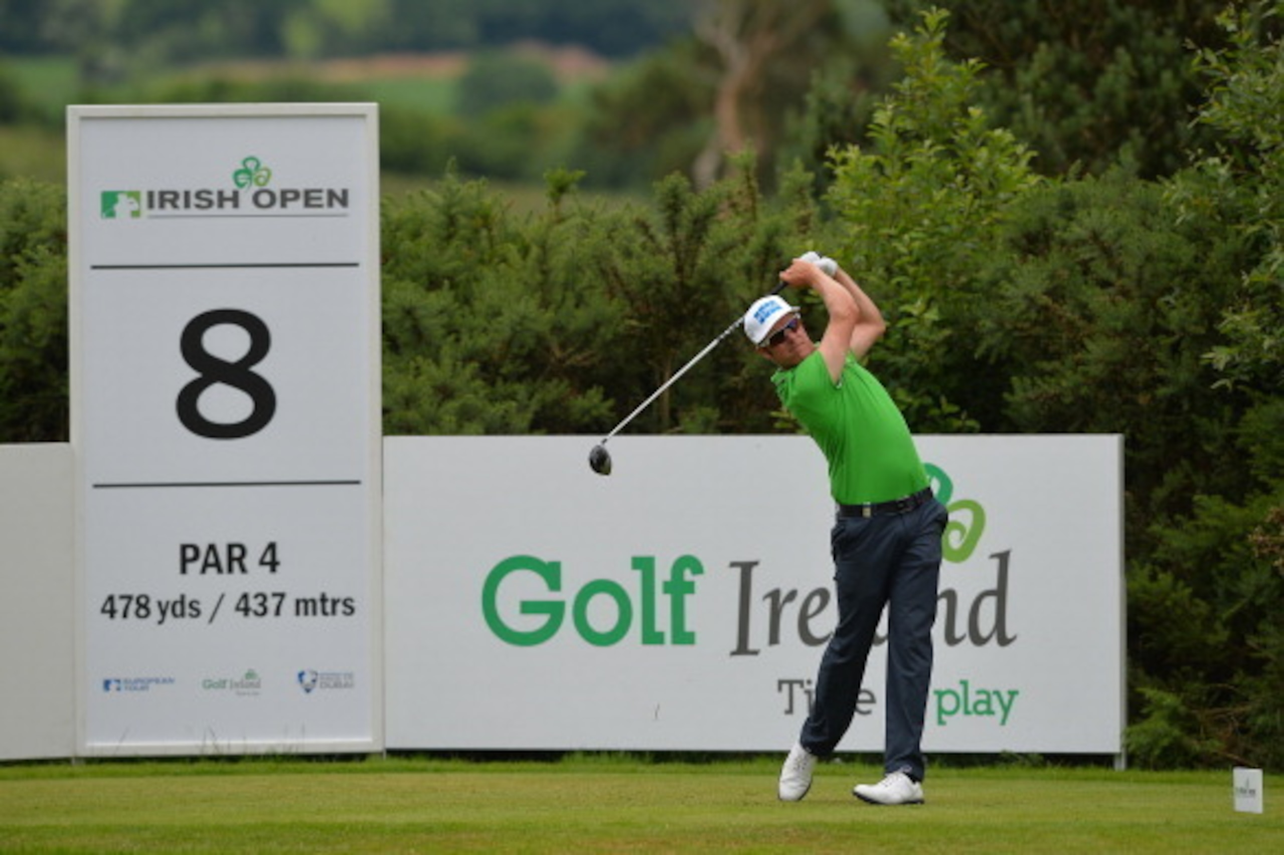 CORK, IRELAND - JUNE 21: Mikko Ilonen of Finland plays his tee shot at the 8th during the third round of The Irish Open at Fota Island resort on June 21, 2014 in Cork, Ireland. (Photo by Mark Runnacles/Getty Images)