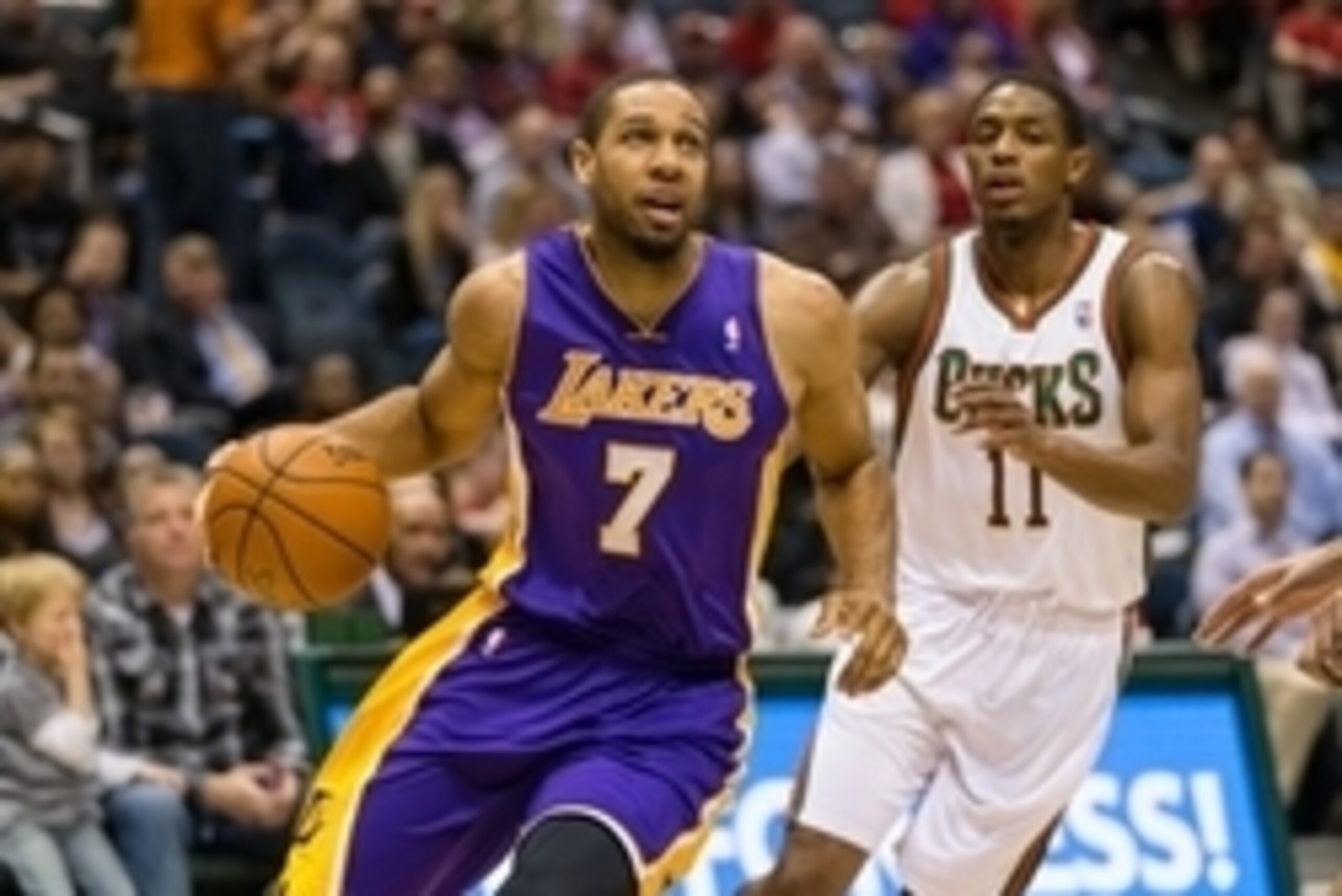 Mar 27, 2014; Milwaukee, WI, USA; Los Angeles Lakers forward Xavier Henry (7) during the game against the Milwaukee Bucks at BMO Harris Bradley Center.  Milwaukee won 108-105.  Mandatory Credit: Jeff Hanisch-USA TODAY Sports