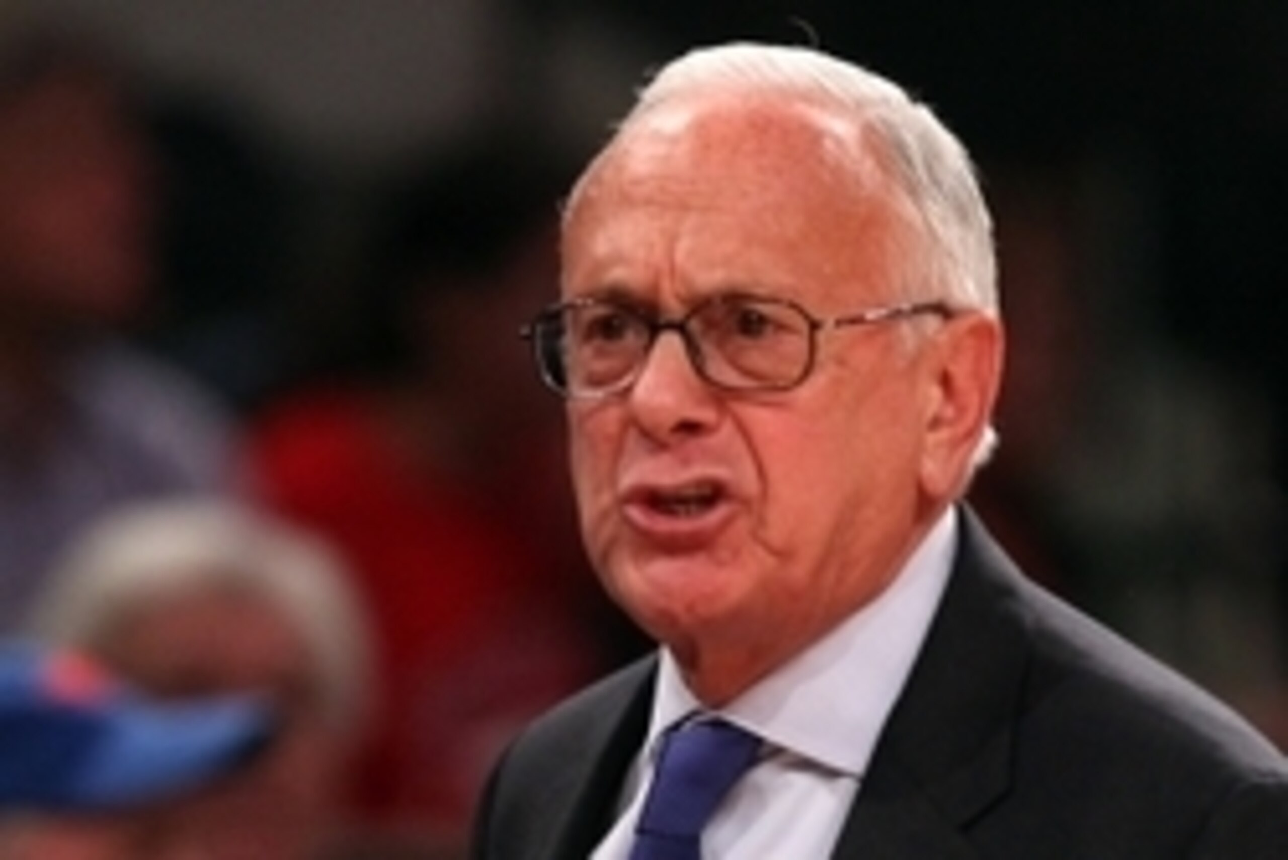 Apr 3, 2014; New York, NY, USA; Southern Methodist Mustangs head coach Larry Brown reacts against the Minnesota Golden Gophers during the second half of the 2014 NIT Tournament championship game at Madison Square Garden. The Minnesota Golden Gophers defea