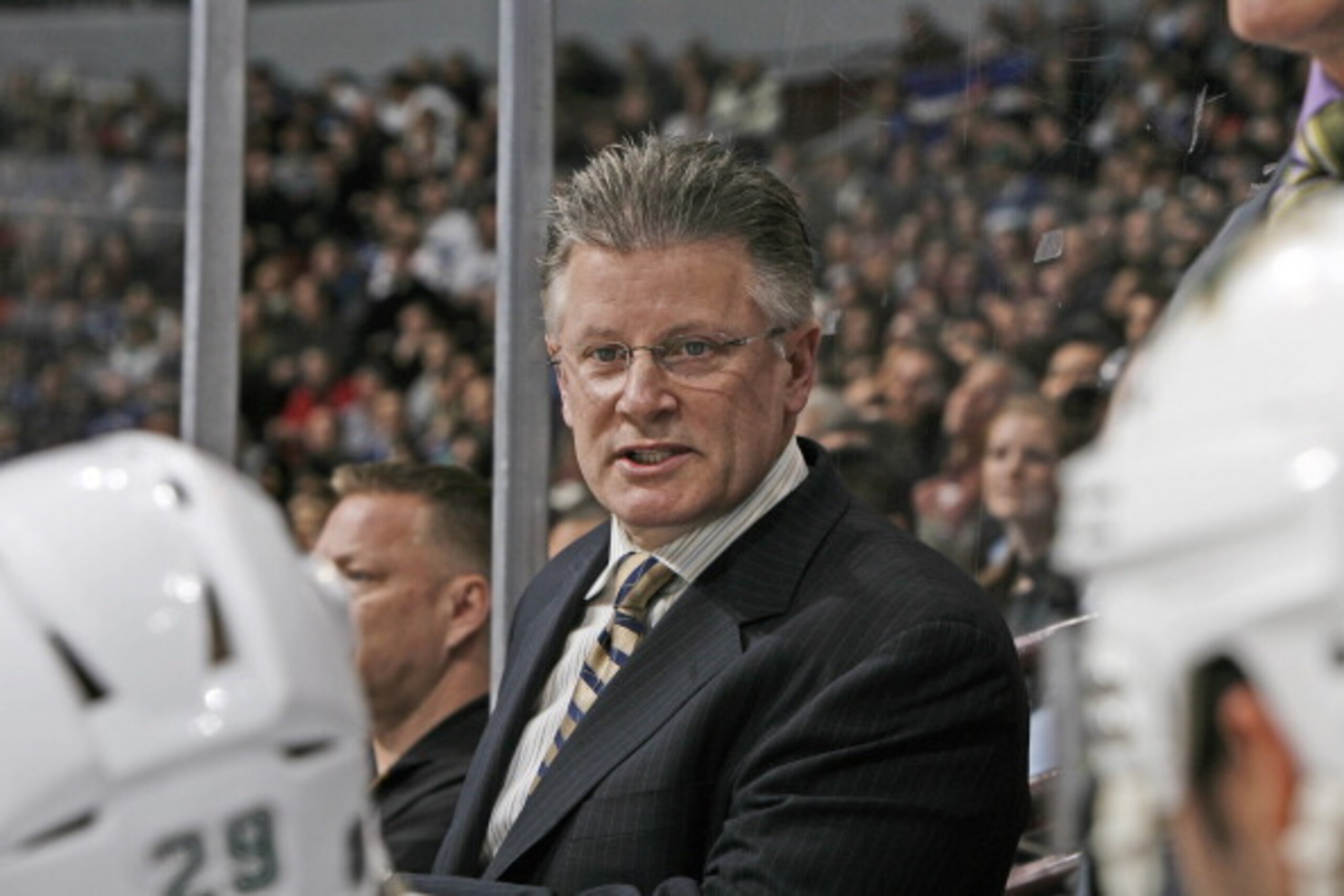 VANCOUVER, CANADA - FEBRUARY 19:  Dallas  Stars head coach Marc Crawford during first period during their game against the Vancouver Canucks at Rogers Arena on February 19, 2011 in Vancouver, British Columbia, Canada. (Photo by Kim Stallknecht/NHLI via Ge