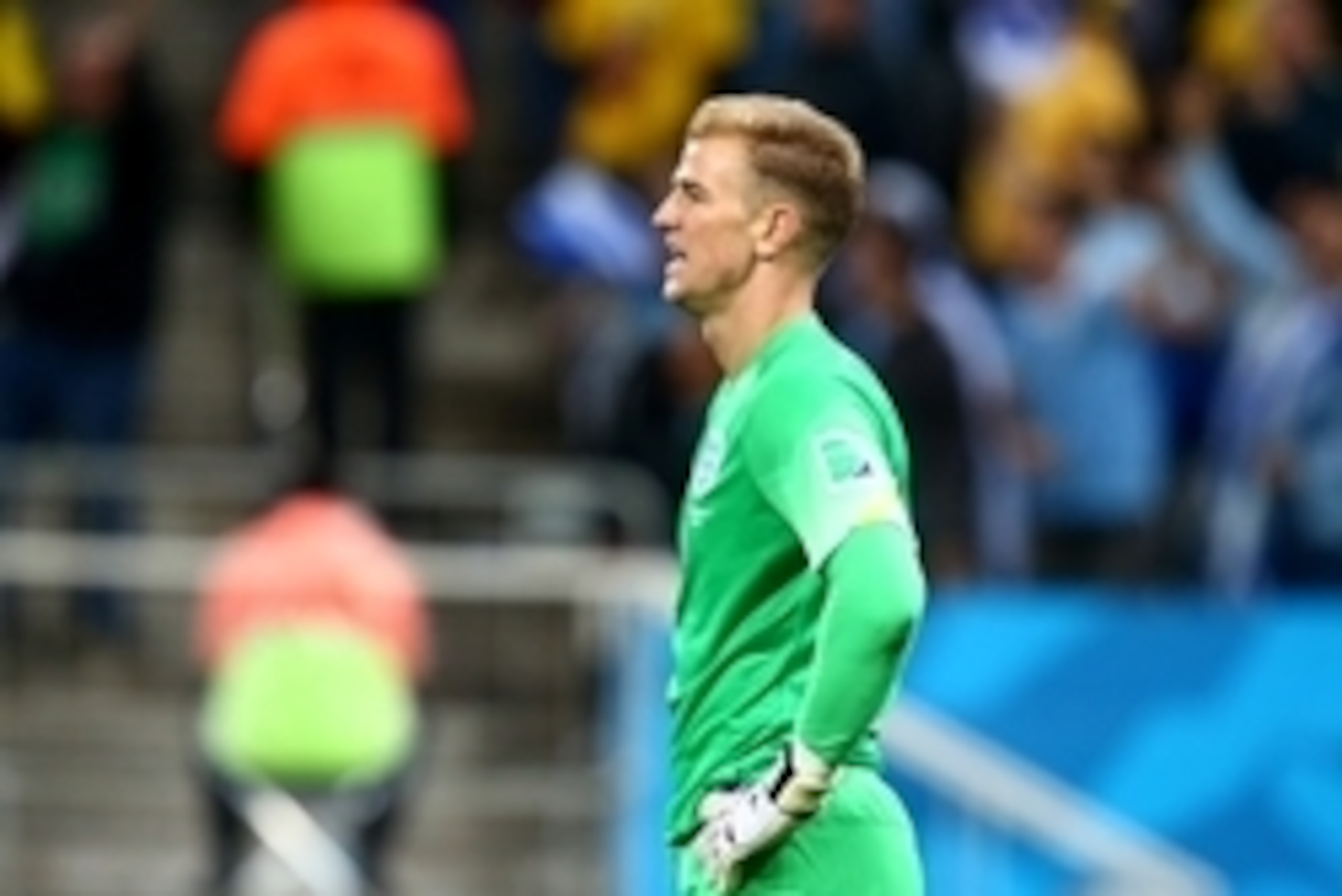 Jun 19, 2014; Sao Paulo, BRAZIL; England goalkeeper Joe Hart in the second half against Uruguay during the 2014 World Cup at Arena Corinthians. Uruguay defeated England 2-1. Mandatory Credit: Mark J. Rebilas-USA TODAY Sports