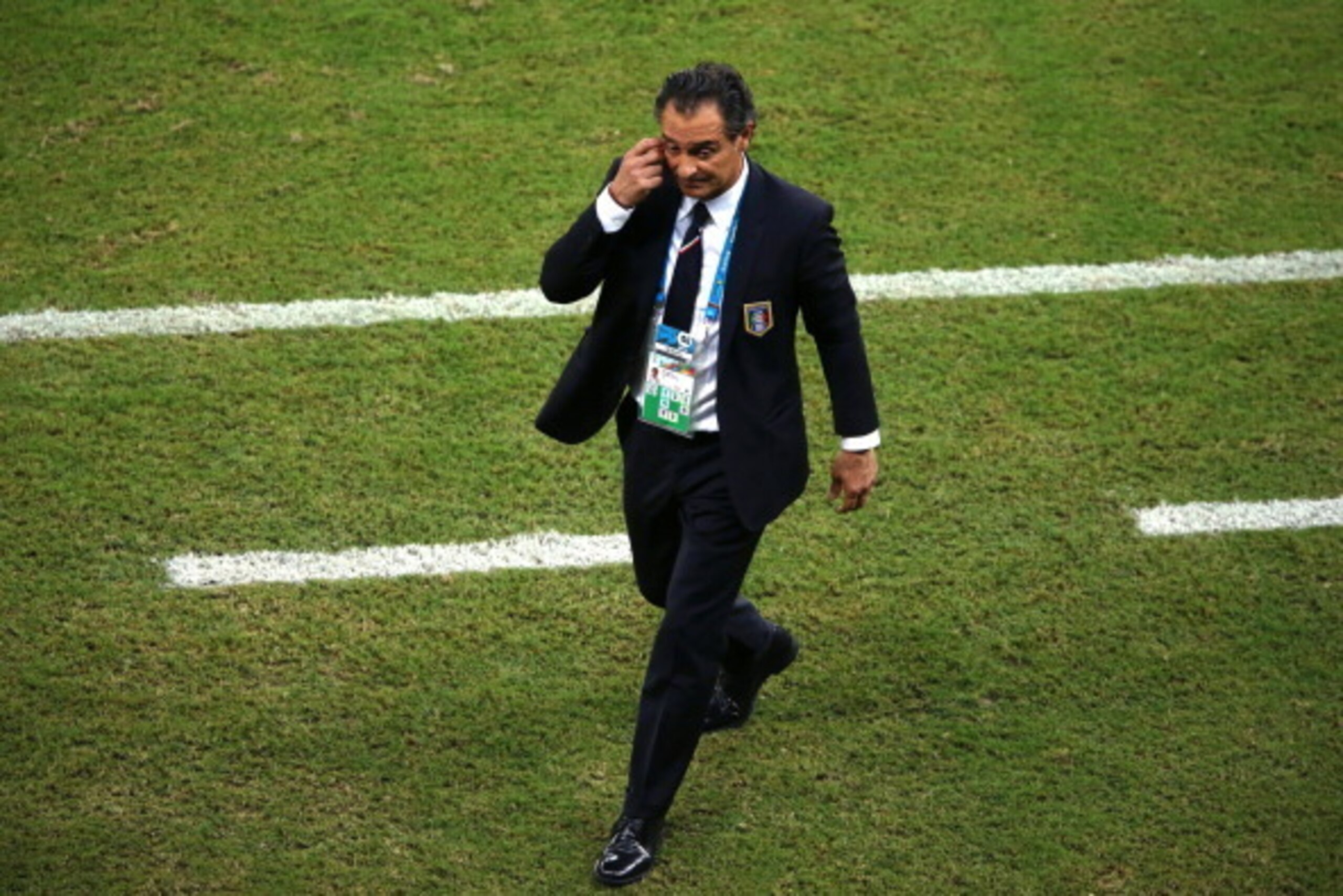 MANAUS, BRAZIL - JUNE 14:  Cesare Prandelli of Italy gestures during the 2014 FIFA World Cup Brazil Group D match between England and Italy at Arena Amazonia on June 14, 2014 in Manaus, Brazil.  (Photo by Warren Little/Getty Images)
