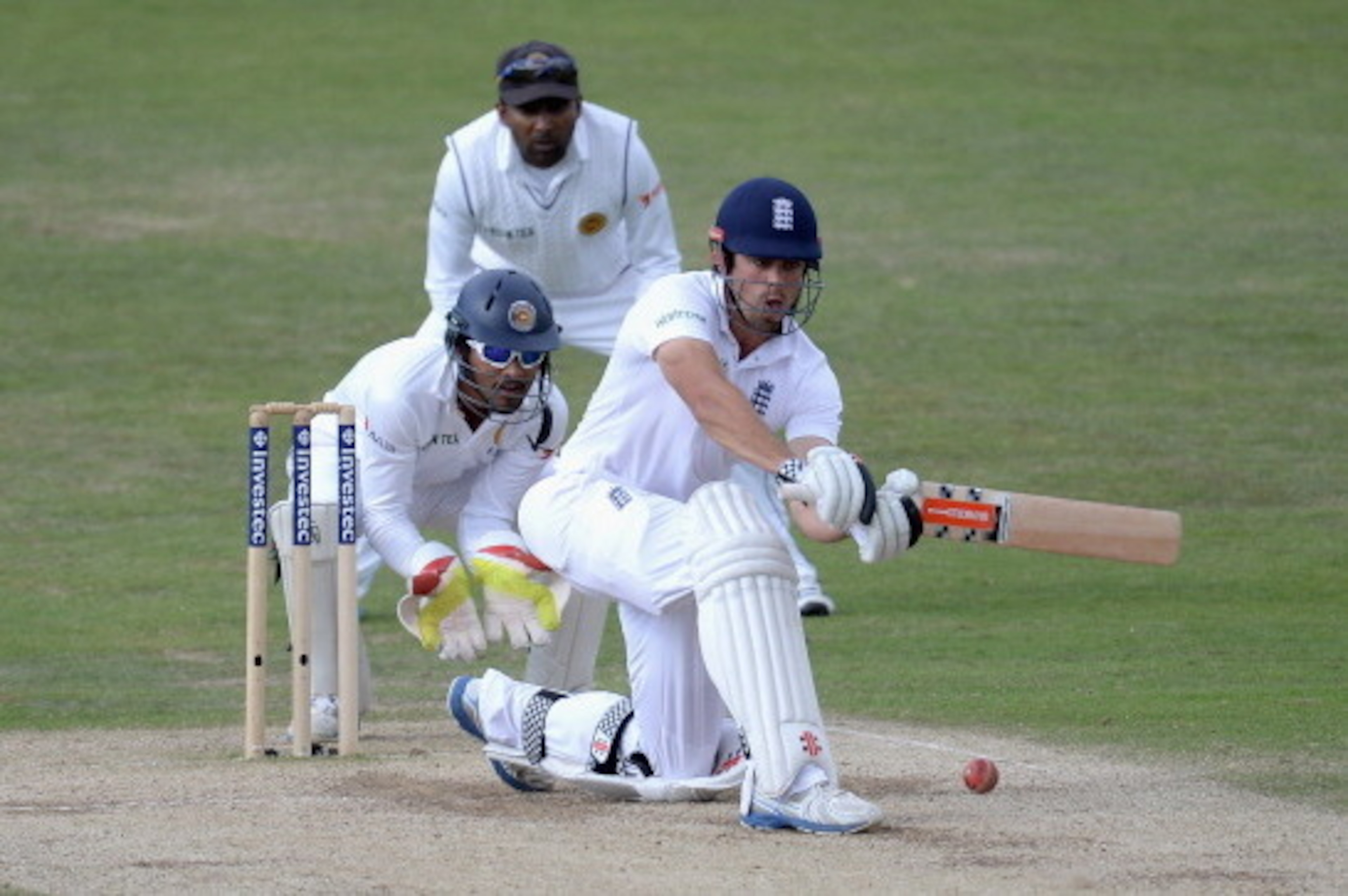 LEEDS, ENGLAND - JUNE 23:  England captain Alastair Cook bats during day four of 2nd Investec Test match between England and Sri Lanka at Headingley Cricket Ground on June 23, 2014 in Leeds, England.  (Photo by Gareth Copley/Getty Images)
