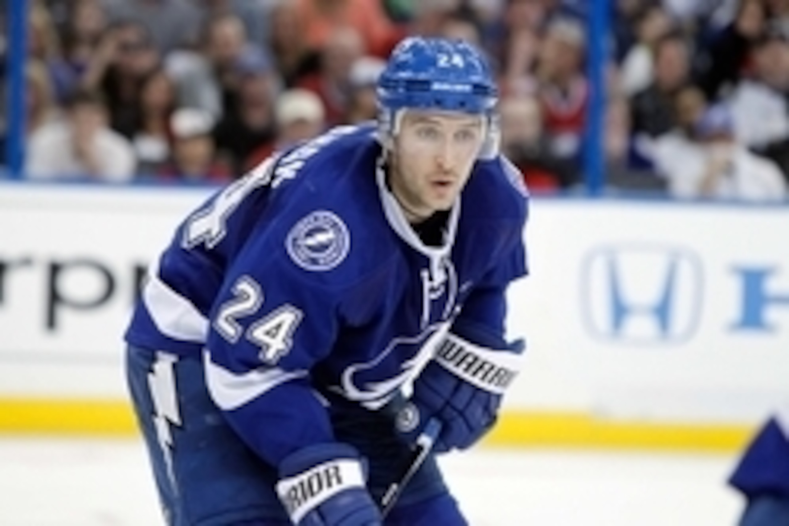 Apr 18, 2014; Tampa, FL, USA; Tampa Bay Lightning right wing Ryan Callahan (24) skates against the Montreal Canadiens during the third period in game two of the first round of the 2014 Stanley Cup Playoffs at Tampa Bay Times Forum. Montreal Canadiens defe Apr 18, 2014; Tampa, FL, USA; Tampa Bay Lightning right wing Ryan Callahan (24) skates against the Montreal Canadiens during the third period in game two of the first round of the 2014 Stanley Cup Playoffs at Tampa Bay Times Forum. Montreal Canadiens defe