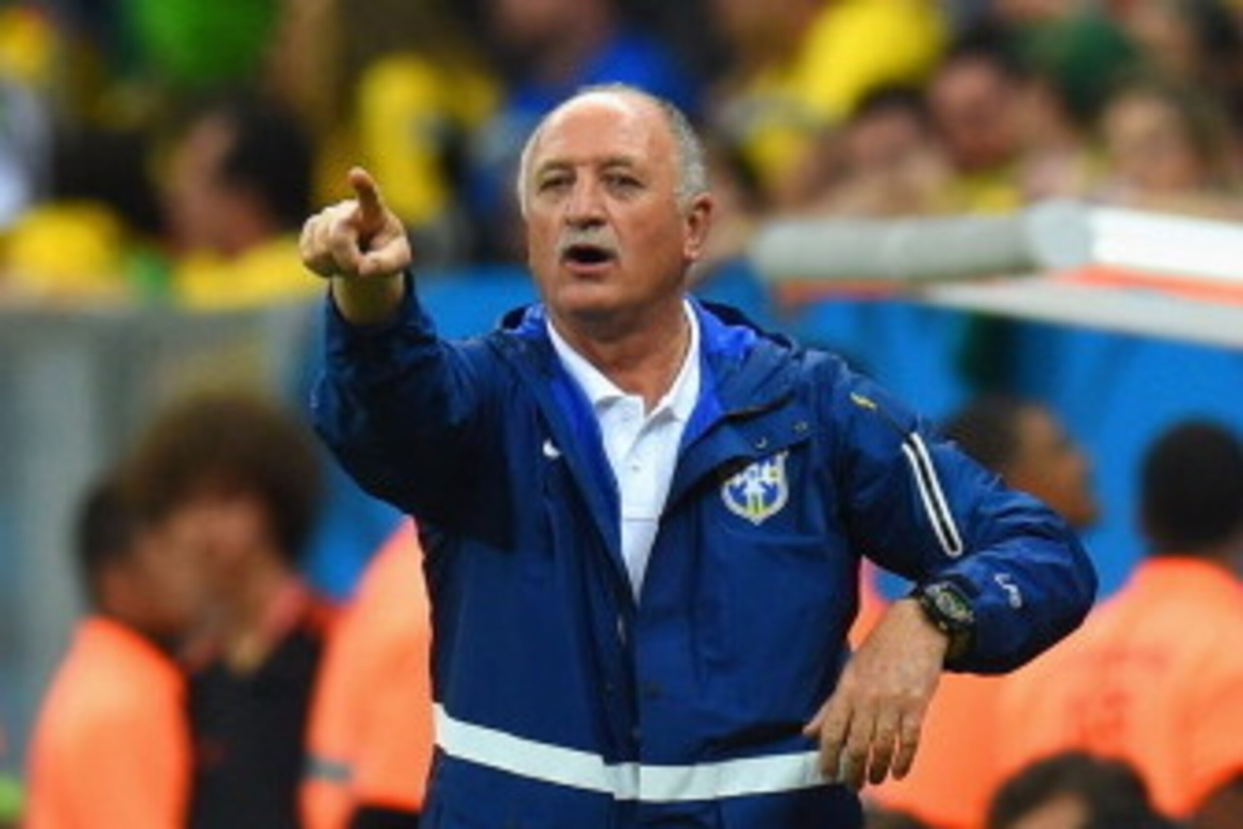 BRASILIA, BRAZIL - JUNE 23: Head coach Luiz Felipe Scolari of Brazil gestures during the 2014 FIFA World Cup Brazil Group A match between Cameroon and Brazil at Estadio Nacional on June 23, 2014 in Brasilia, Brazil.  (Photo by Stu Forster/Getty Images)