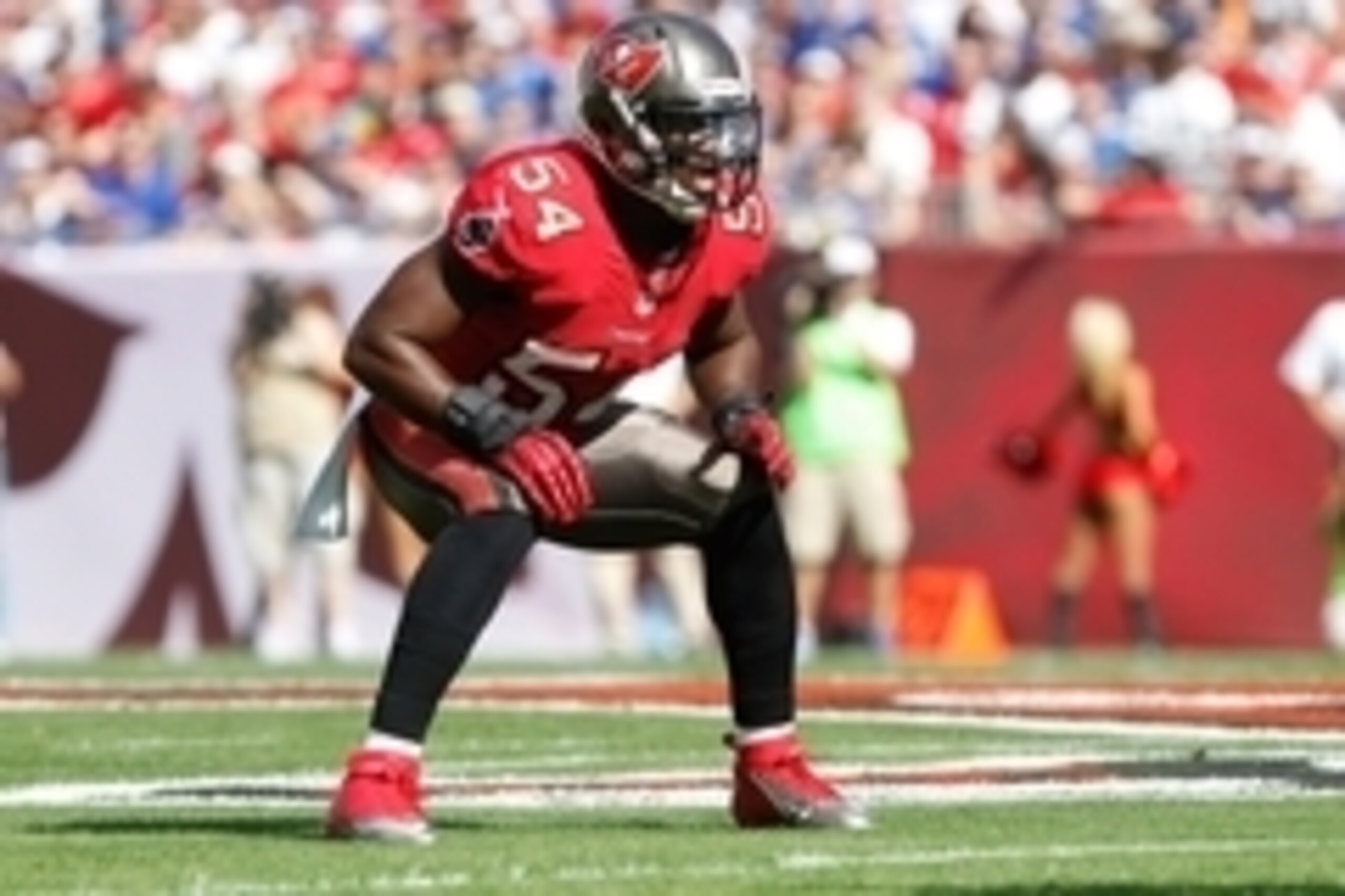 Dec 8, 2013; Tampa, FL, USA; Tampa Bay Buccaneers outside linebacker Lavonte David (54) against the Buffalo Bills during the first quarter at Raymond James Stadium. Mandatory Credit: Kim Klement-USA TODAY Sports