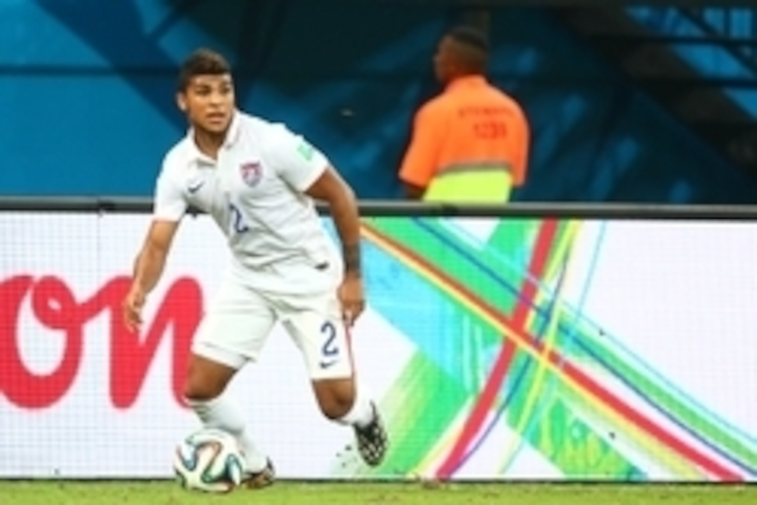 Jun 22, 2014; Manaus, Amazonas, BRAZIL; USA defender DeAndre Yedlin in the second half against Portugal during the 2014 World Cup at Arena Amazonia. The game ended in a 2-2 draw. Mandatory Credit: Mark J. Rebilas-USA TODAY Sports
