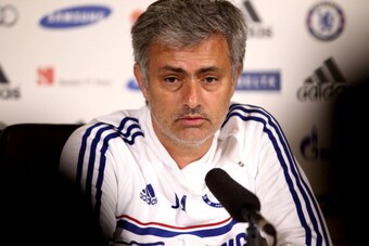 COBHAM, ENGLAND - MAY 02:  Chelsea Manager Jose Mourinho talks to the press at the Chelsea Training Ground on May 2, 2014 in Cobham, England.  (Photo by Jordan Mansfield/Getty Images)