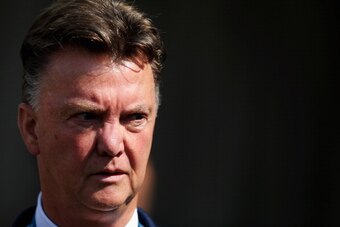 SAO PAULO, BRAZIL - JUNE 23:  Head coach Louis van Gaal of the Netherlands looks on prior to the 2014 FIFA World Cup Brazil Group B match between the Netherlands and Chile at Arena de Sao Paulo on June 23, 2014 in Sao Paulo, Brazil. (Photo by Dean Mouhtar