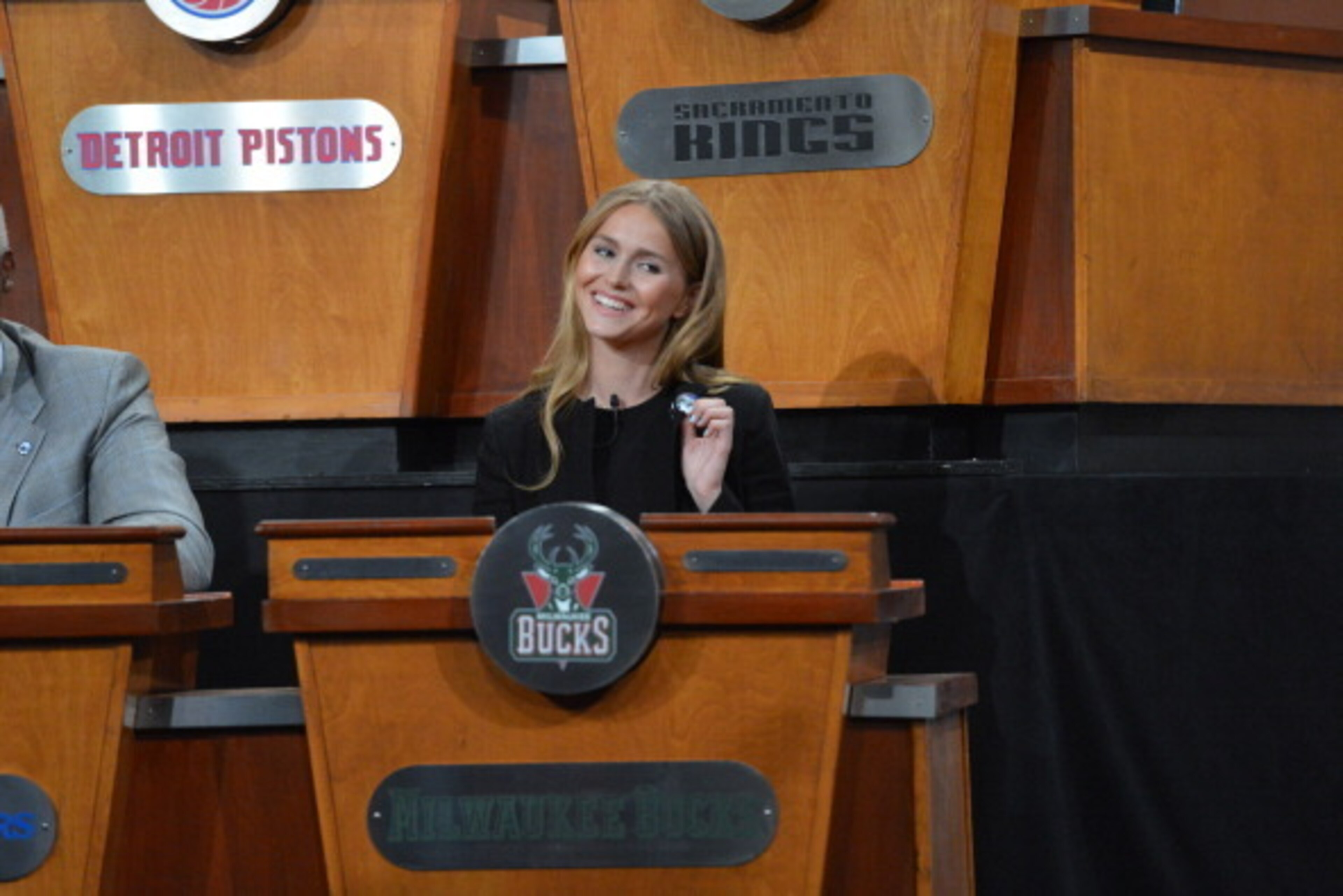 NEW YORK - MAY 20: Mallory Edens of the Milwaukee Bucks during the 2014 NBA Draft Lottery on May 20, 2014 at the ABC News' 'Good Morning America' Times Square Studio in New York City.  NOTE TO USER: User expressly acknowledges and agrees that, by download