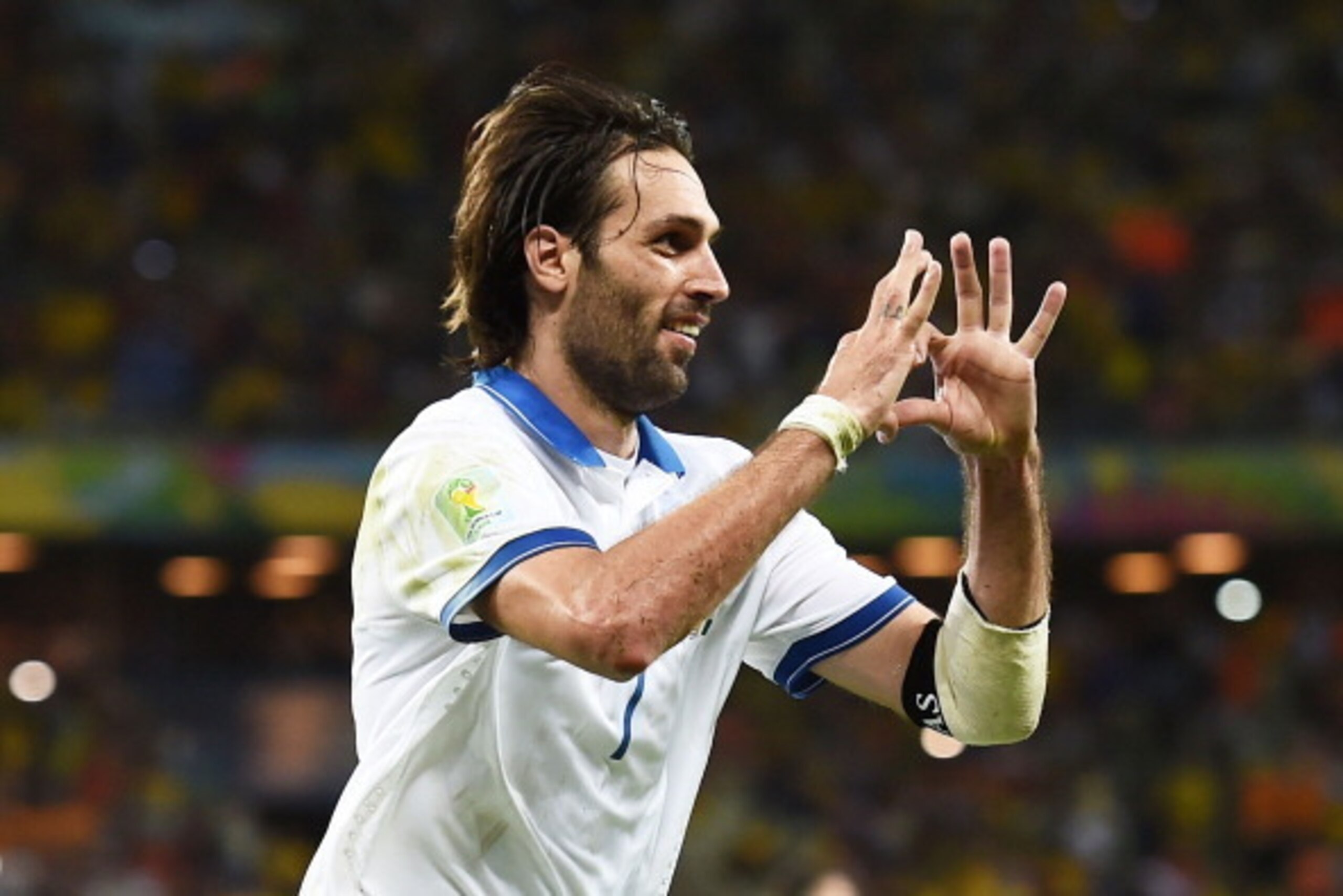 FORTALEZA, BRAZIL - JUNE 24:  Giorgos Samaras of Greece celebrates scoring his team's second goal on a penalty kick during the 2014 FIFA World Cup Brazil Group C match between Greece and the Ivory Coast at Castelao on June 24, 2014 in Fortaleza, Brazil.  
