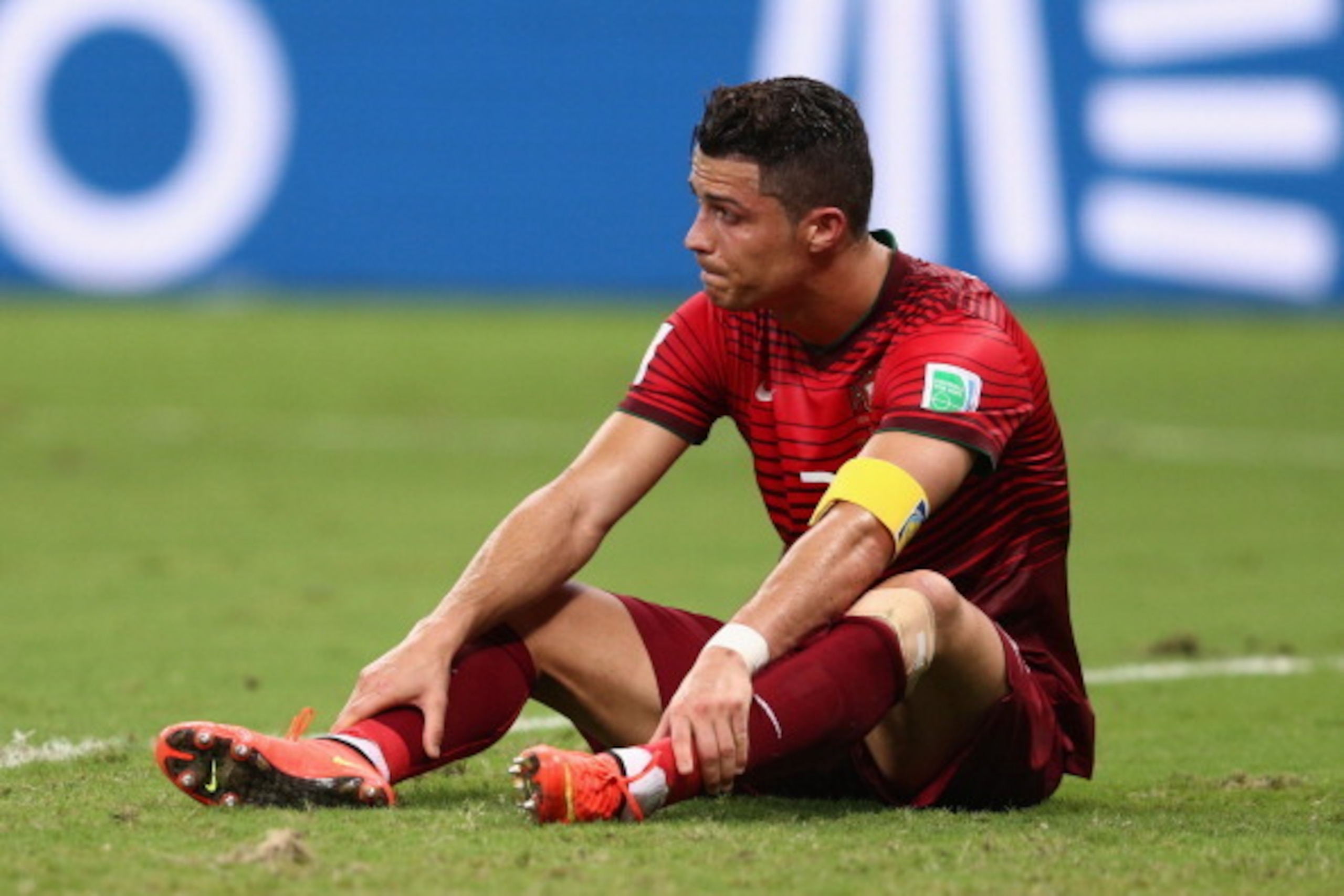 MANAUS, BRAZIL - JUNE 22:  Cristiano Ronaldo of Portugal looks on during the 2014 FIFA World Cup Brazil Group G match between the United States and Portugal at Arena Amazonia on June 22, 2014 in Manaus, Brazil.  (Photo by Warren Little/Getty Images)