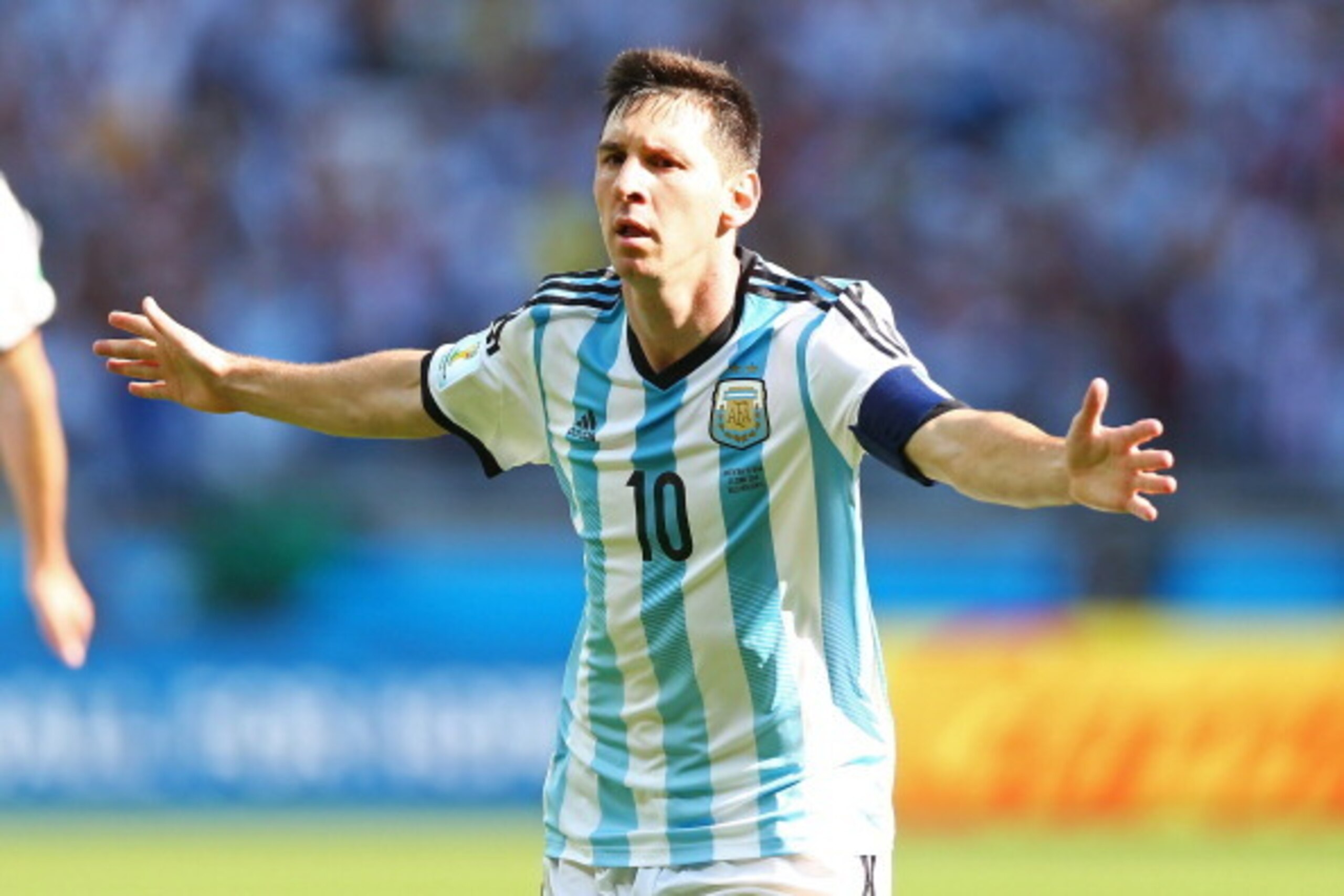 BELO HORIZONTE, BRAZIL - JUNE 21: Lionel Messi of Argentina celebrates scoring his team's first goal during the 2014 FIFA World Cup Brazil Group F match between Argentina and Iran at Estadio Mineirao on June 21, 2014 in Belo Horizonte, Brazil. (Photo by BELO HORIZONTE, BRAZIL - JUNE 21: Lionel Messi of Argentina celebrates scoring his team's first goal during the 2014 FIFA World Cup Brazil Group F match between Argentina and Iran at Estadio Mineirao on June 21, 2014 in Belo Horizonte, Brazil. (Photo by