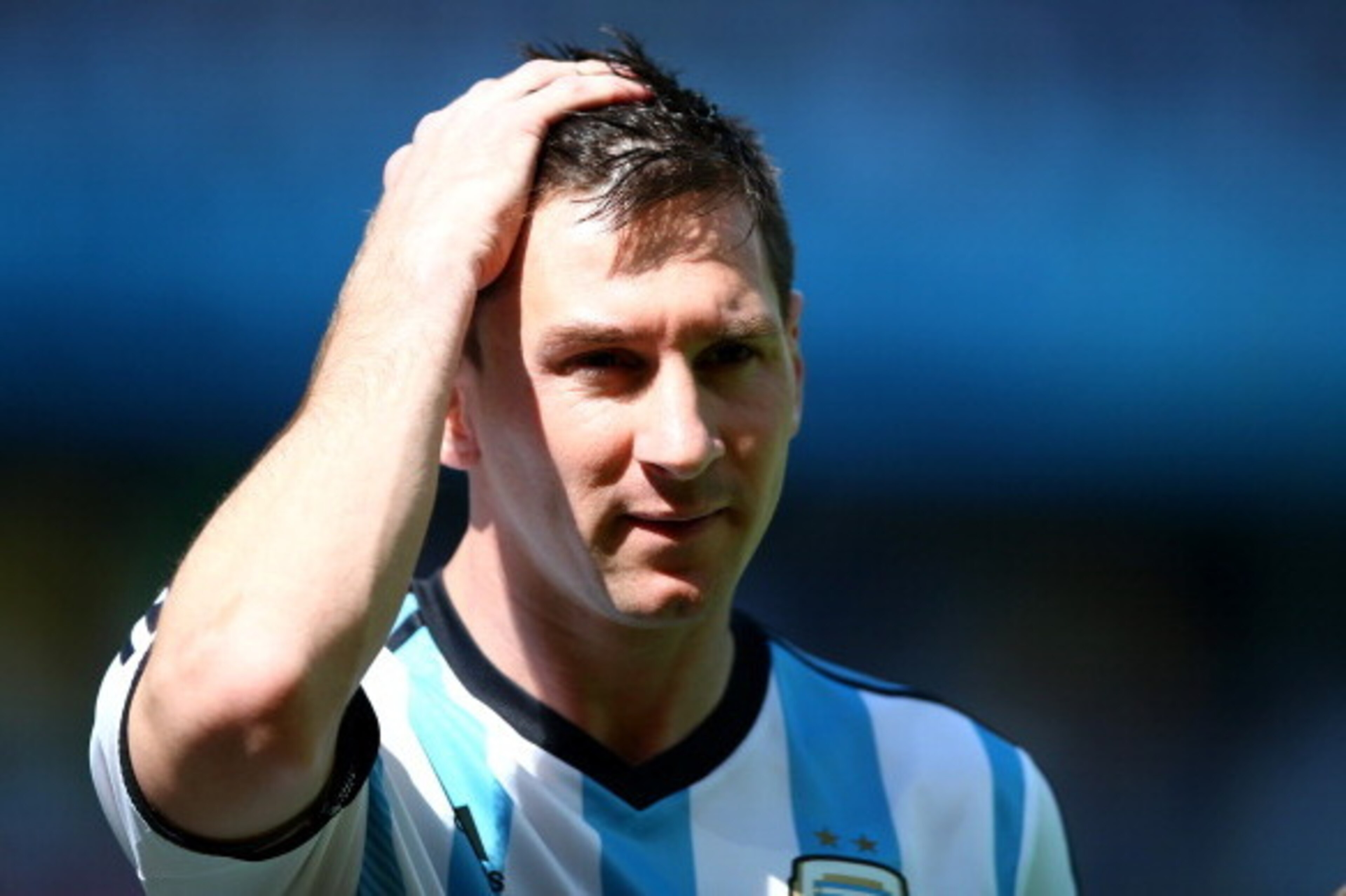 BELO HORIZONTE, BRAZIL - JUNE 21:  Lionel Messi of Argentina looks on before  the 2014 FIFA World Cup Brazil Group F match between Argentina and Iran at Estadio Mineirao on June 21, 2014 in Belo Horizonte, Brazil.  (Photo by Paul Gilham/Getty Images)