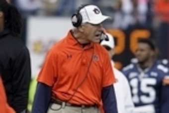 Apr 19, 2014; Auburn, AL, USA; Auburn Tigers defensive coordinator Ellis Johnson reacts to a play during the second half of the A-Day spring game at Jordan Hare Stadium. Mandatory Credit: John Reed-USA TODAY Sports
