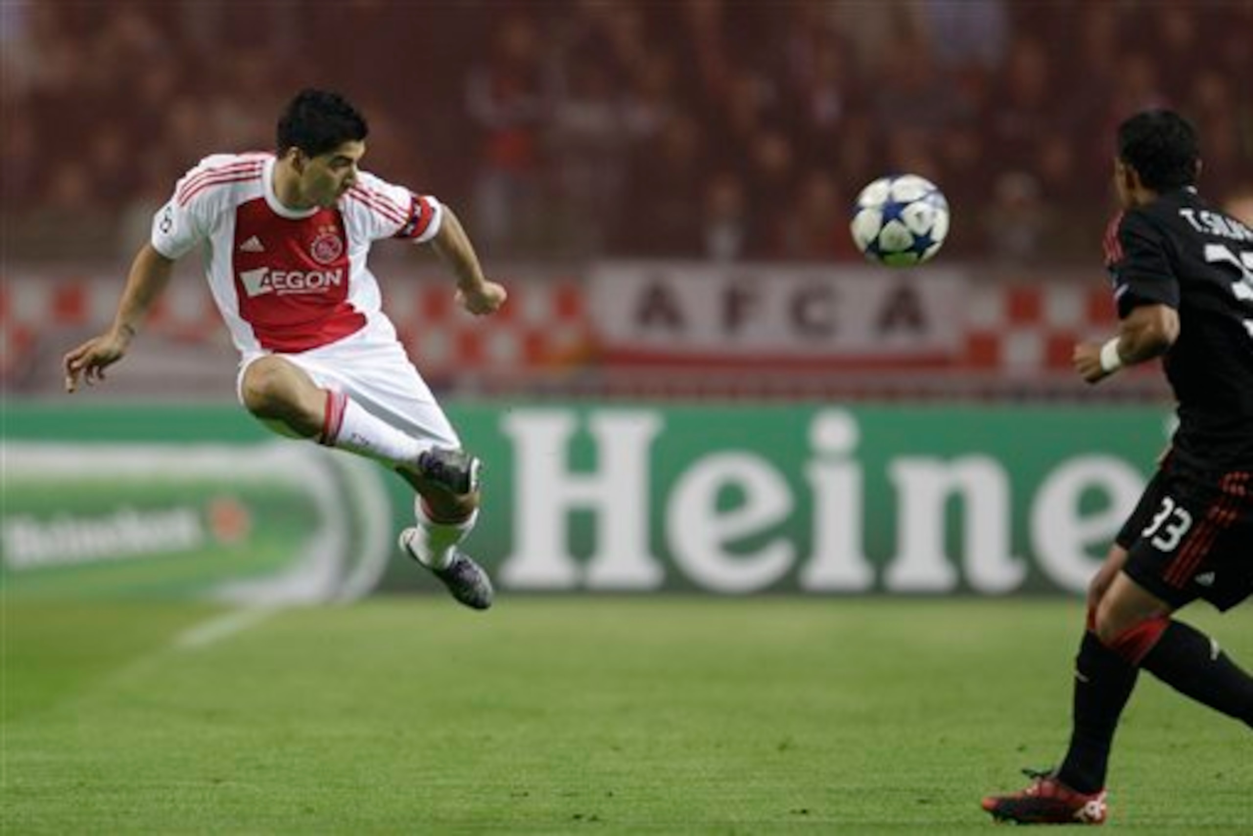 Suarez in action for Ajax, before his January 2011 move to Liverpool