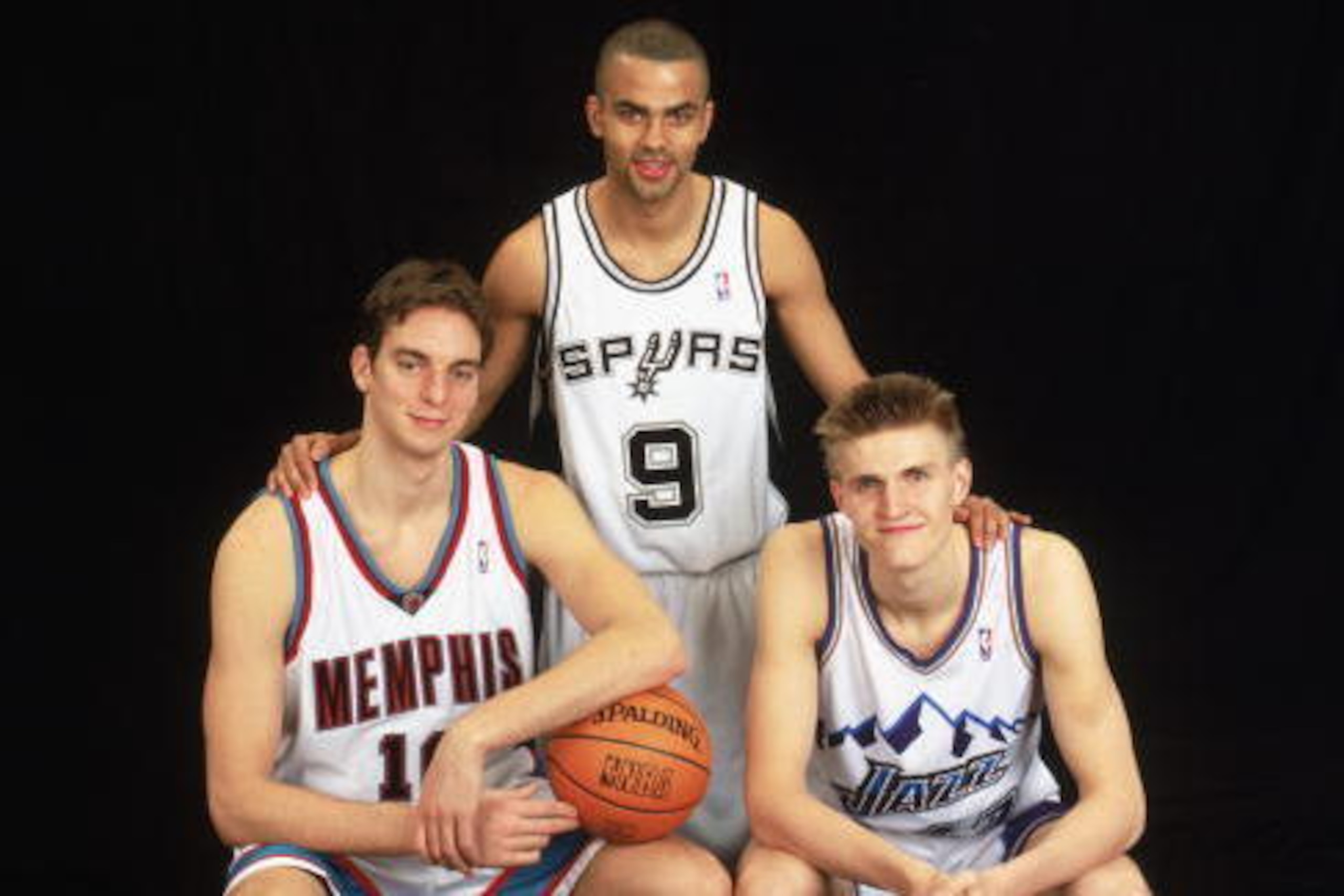 ATLANTA - FEBRUARY 8: Sophmore Team members Tony Parker #9, (seated l to r) Pau Gasol #16 and Andrei Kirilenko #47 prior to playing in the got milk? Rookie Challenge, part of the 2003 NBA All-Star Weekend at the Phillips Arena on February 8, 2003 in Atla ATLANTA - FEBRUARY 8: Sophmore Team members Tony Parker #9, (seated l to r) Pau Gasol #16 and Andrei Kirilenko #47 prior to playing in the got milk? Rookie Challenge, part of the 2003 NBA All-Star Weekend at the Phillips Arena on February 8, 2003 in Atla