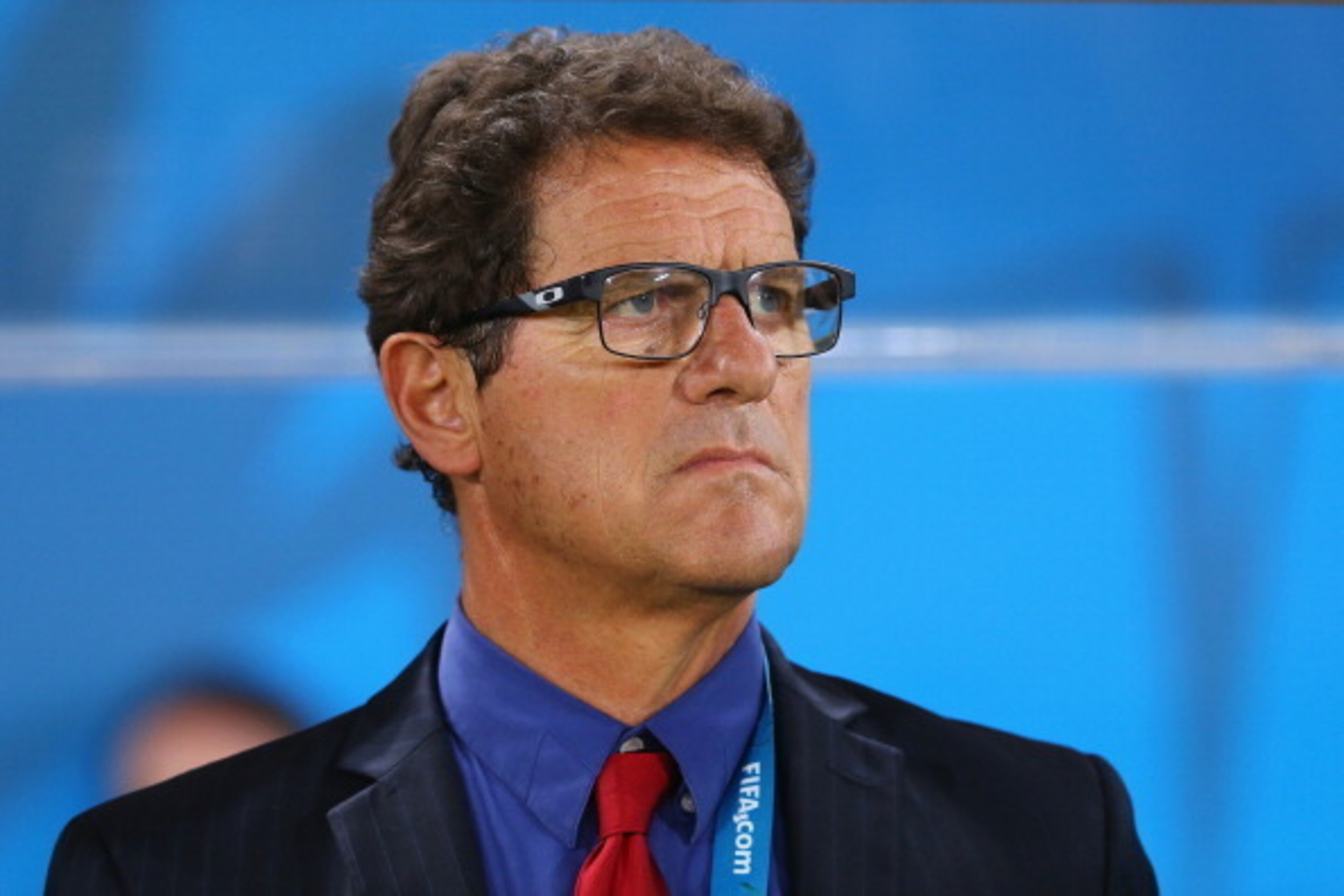 CUIABA, BRAZIL - JUNE 17:  Head coach Fabio Capello of Russia looks on during the 2014 FIFA World Cup Brazil Group H match between Russia and South Korea at Arena Pantanal on June 17, 2014 in Cuiaba, Brazil.  (Photo by Elsa/Getty Images)