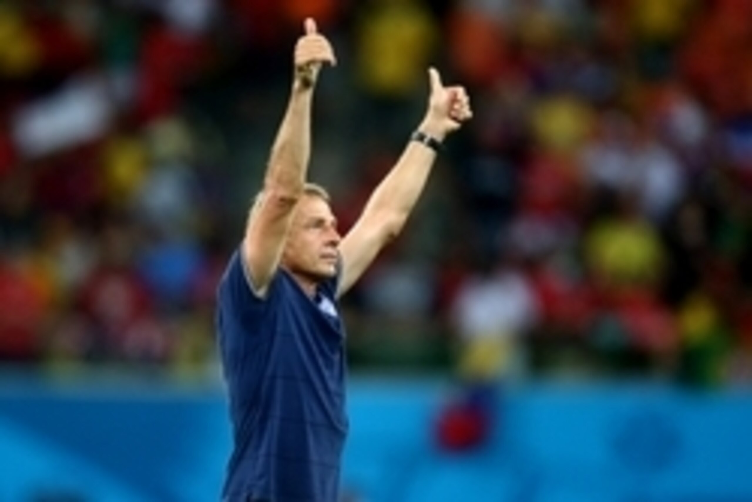 Jun 22, 2014; Manaus, Amazonas, BRAZIL; USA head coach Jurgen Klinsmann reacts following the game against Portugal during the 2014 World Cup at Arena Amazonia. The game ended in a 2-2 draw. Mandatory Credit: Mark J. Rebilas-USA TODAY Sports