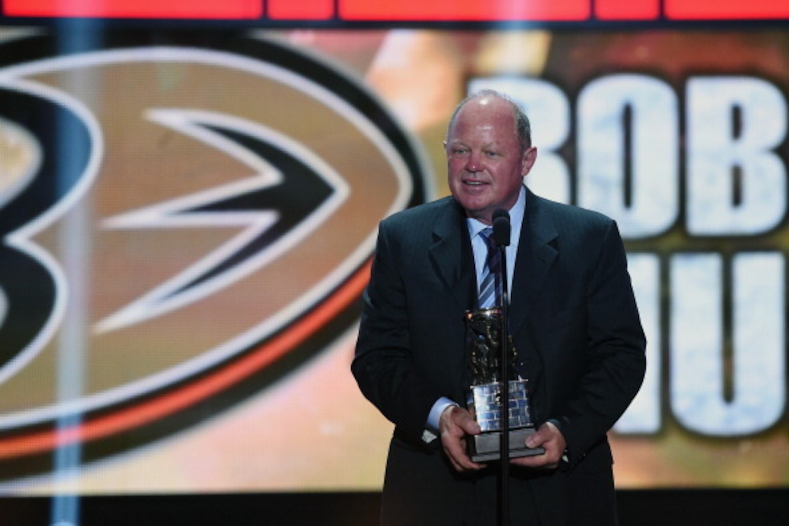 LAS VEGAS, NV - JUNE 24:  Bob Murray of the Anaheim Ducks speaks after being named NHL General Manager of the Year during the 2014 NHL Awards at the Encore Theater at Wynn Las Vegas on June 24, 2014 in Las Vegas, Nevada.  (Photo by Ethan Miller/Getty Imag