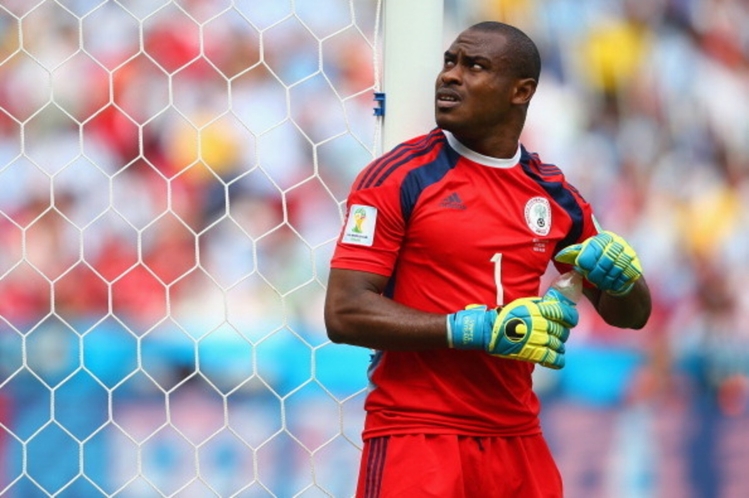 PORTO ALEGRE, BRAZIL - JUNE 25: Goalkeeper Vincent Enyeama of Nigeria looks on during the 2014 FIFA World Cup Brazil Group F match between Nigeria and Argentina at Estadio Beira-Rio on June 25, 2014 in Porto Alegre, Brazil.  (Photo by Paul Gilham/Getty Im