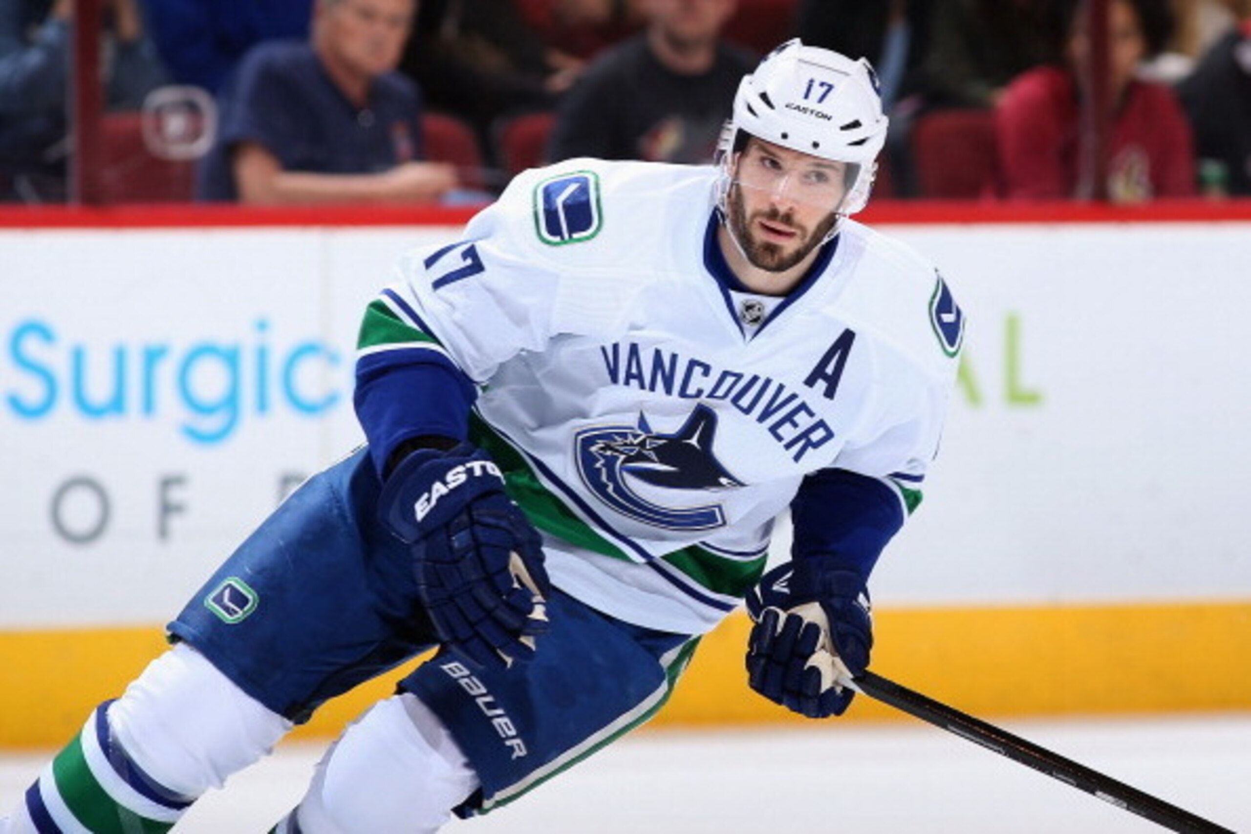 GLENDALE, AZ - MARCH 04:  Ryan Kesler #17 of the Vancouver Canucks in action during the NHL game against the Phoenix Coyotes at Jobing.com Arena on March 4, 2014 in Glendale, Arizona.  The Coyotes defeated the Canucks 1-0.  (Photo by Christian Petersen/Ge