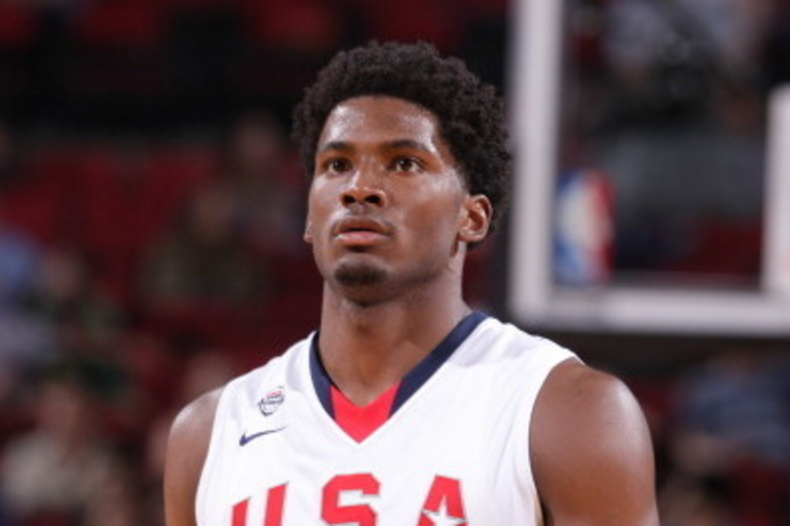 PORTLAND, OR - APRIL 12:  Justise Winslow #10 of Team USA walks up court against the World Team on April 12, 2014 at the Moda Center Arena in Portland, Oregon. NOTE TO USER: User expressly acknowledges and agrees that, by downloading and or using this pho