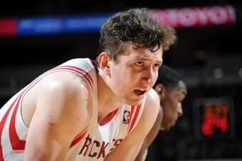 HOUSTON, TX - APRIL 6:  Omer Asik #3 of the Houston Rockets during a game against the Denver Nuggets on April 6, 2014 at the Toyota Center in Houston, Texas. NOTE TO USER: User expressly acknowledges and agrees that, by downloading and or using this photo