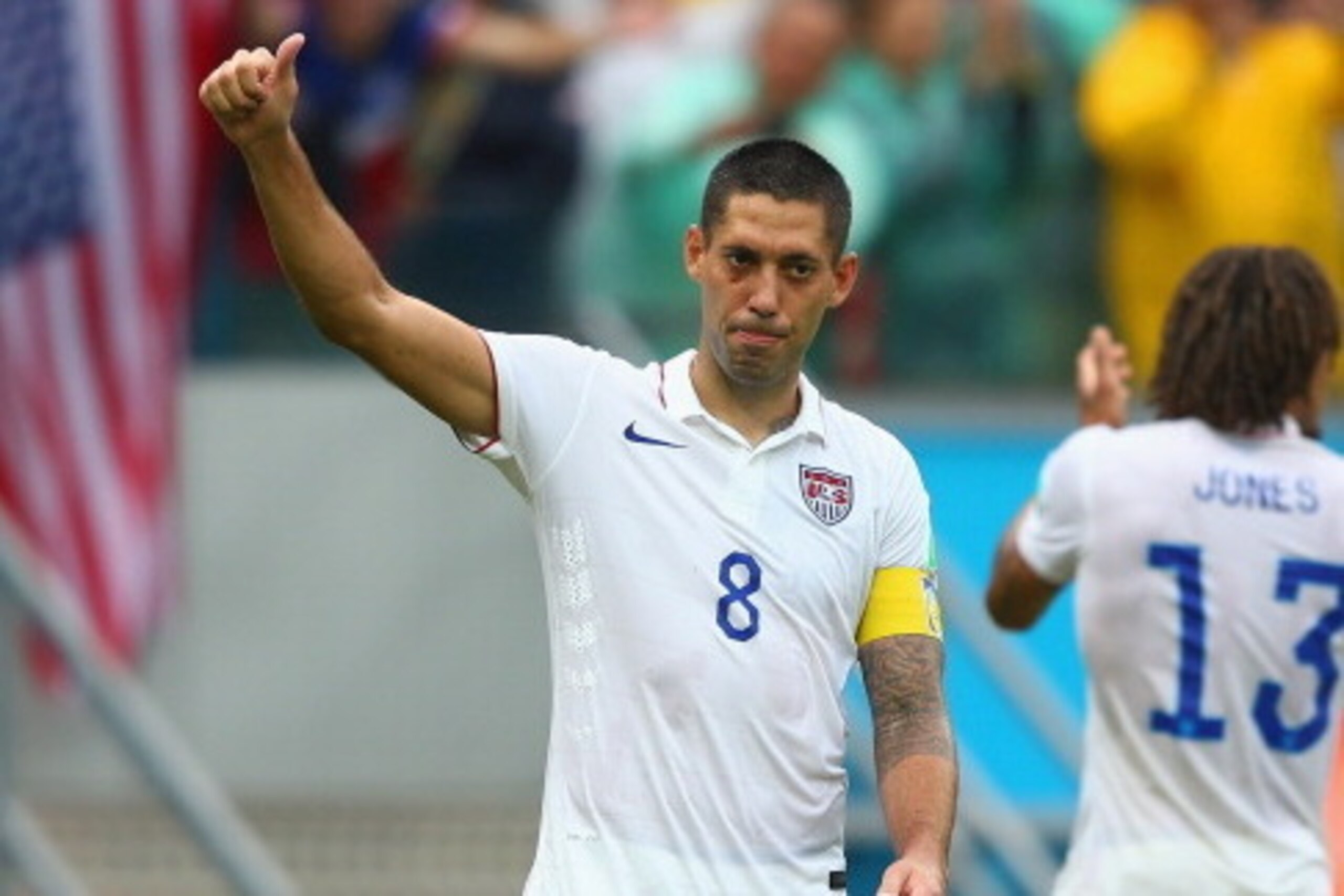 RECIFE, BRAZIL - JUNE 26: Clint Dempsey of the United States acknowledges the fans after being defeated by Germany 1-0 during the 2014 FIFA World Cup Brazil group G match between the United States and Germany at Arena Pernambuco on June 26, 2014 in Recife RECIFE, BRAZIL - JUNE 26: Clint Dempsey of the United States acknowledges the fans after being defeated by Germany 1-0 during the 2014 FIFA World Cup Brazil group G match between the United States and Germany at Arena Pernambuco on June 26, 2014 in Recife