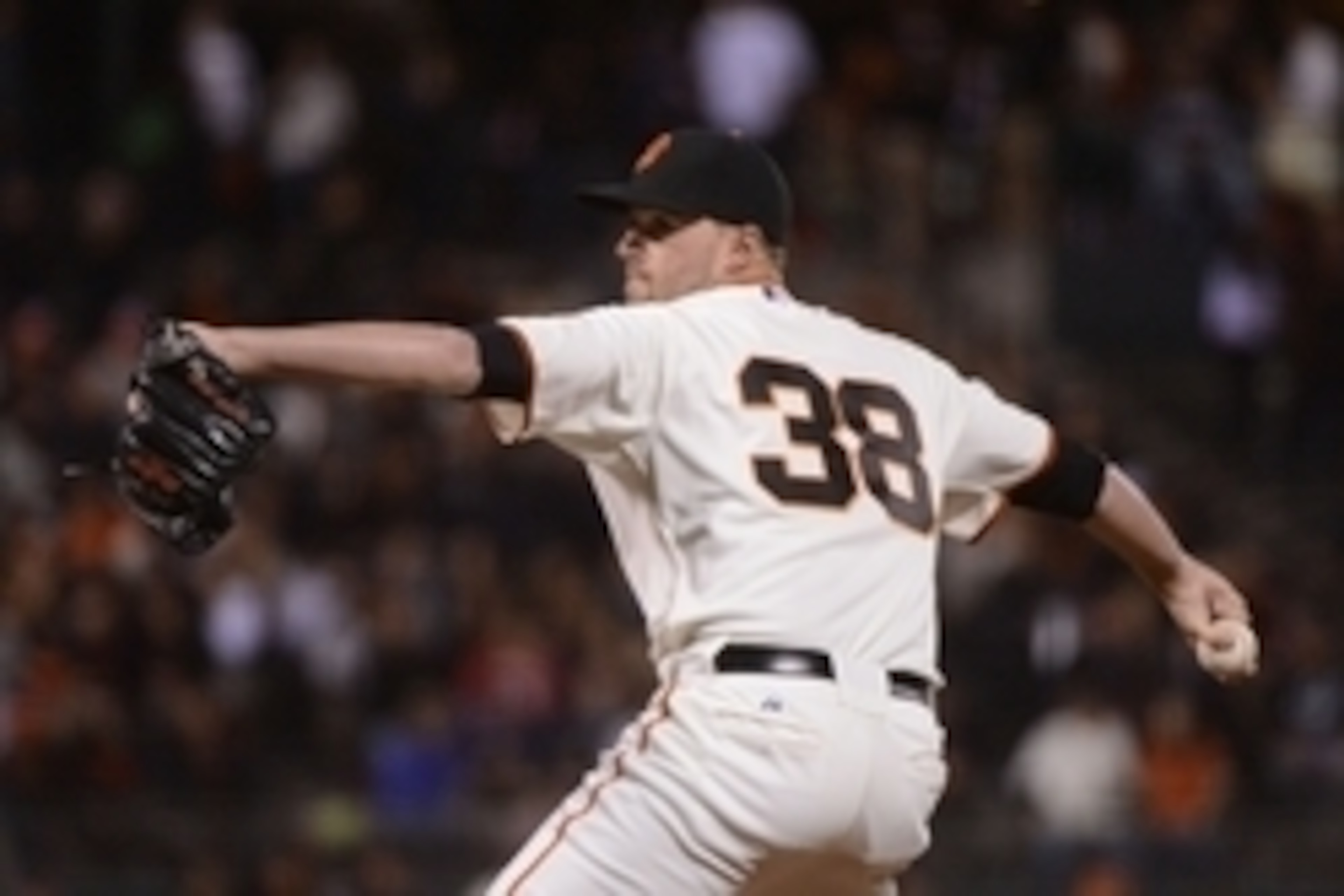 September 5, 2013; San Francisco, CA, USA; San Francisco Giants relief pitcher Heath Hembree (38) delivers a pitch during the eighth inning against the Arizona Diamondbacks at AT&T Park. The Diamondbacks defeated the Giants 4-2. Mandatory Credit: Kyle Ter