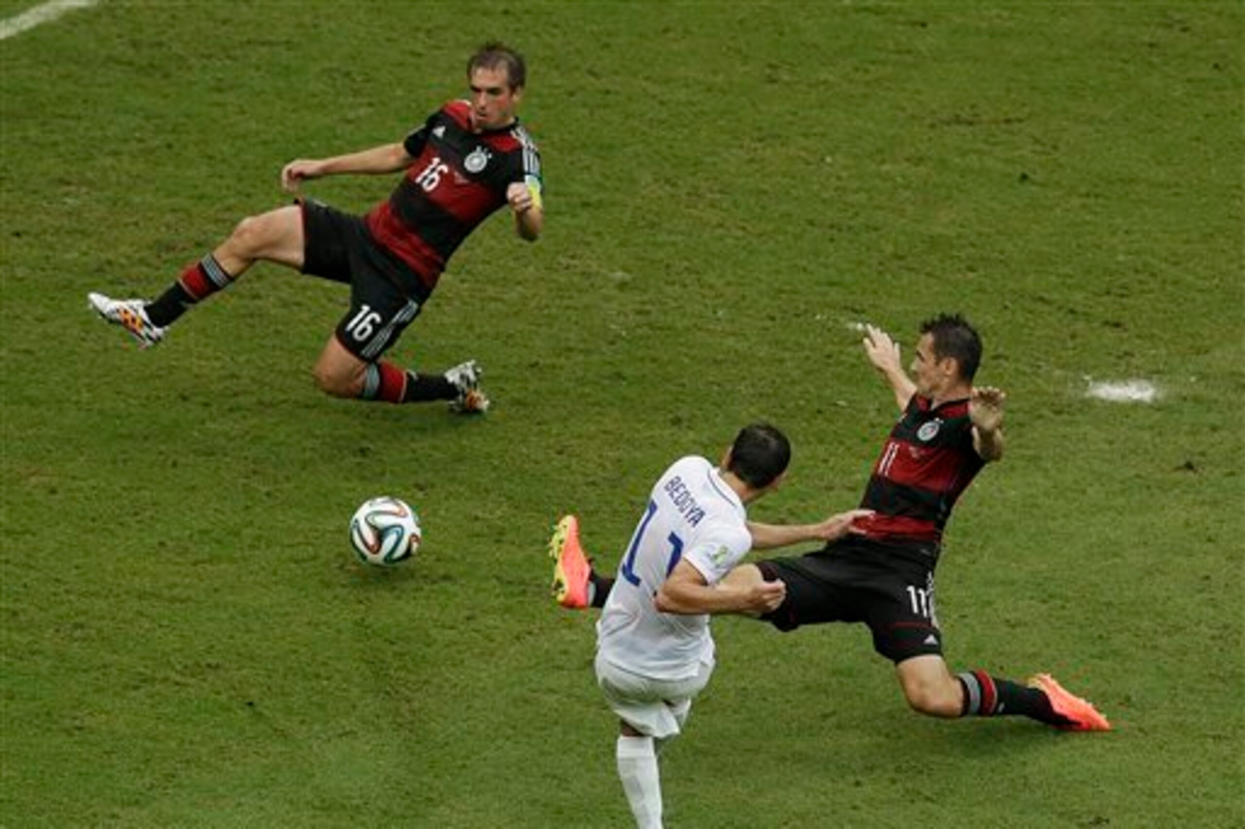Lahm's vital block at the end of the match. Lahm's vital block at the end of the match.