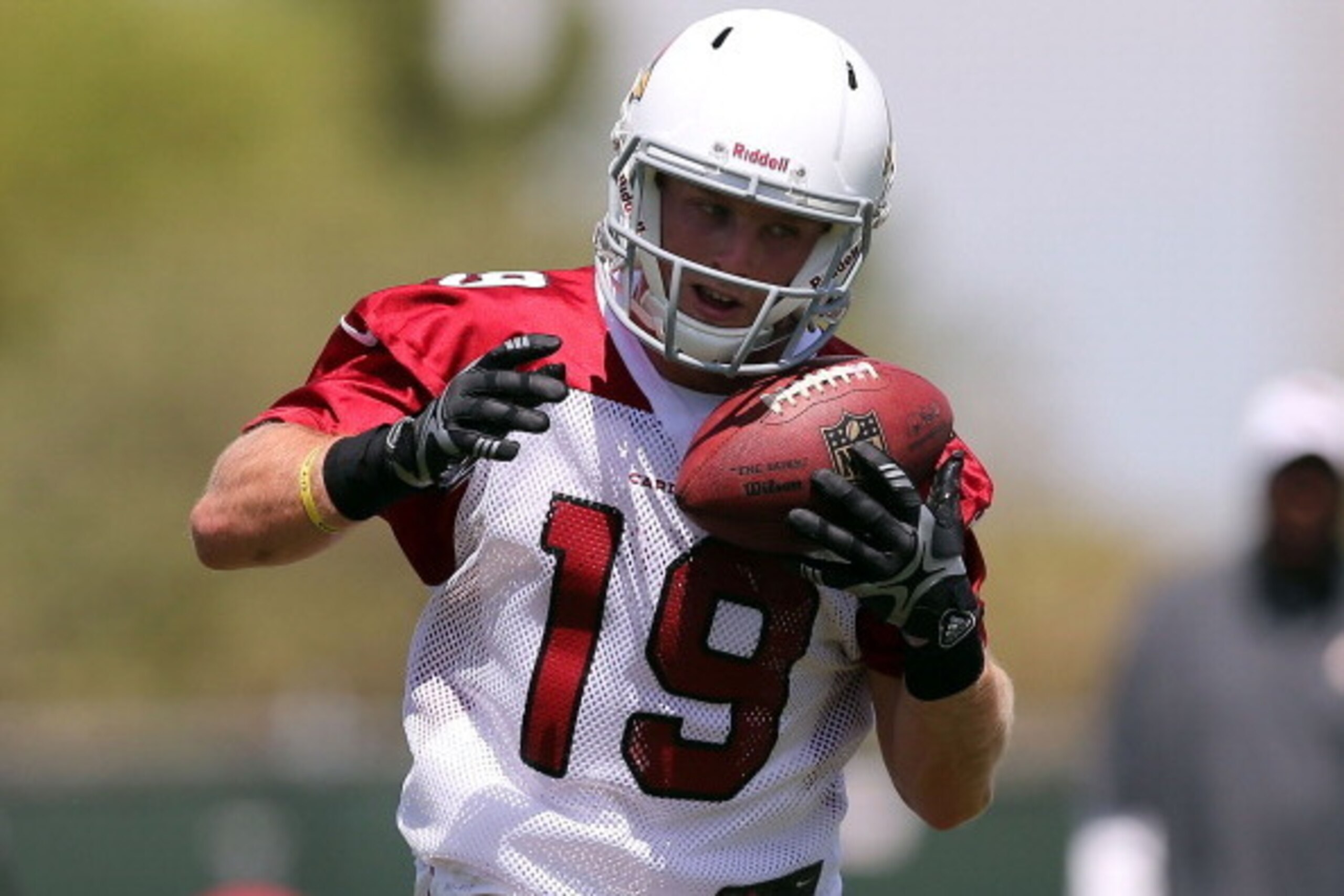 TEMPE, AZ - MAY 10:  Wide receiver Ryan Swope #19 of the Arizona Cardinals catches a pass as he practices at the team's training center facility on May 10, 2013 in Tempe, Arizona.  (Photo by Christian Petersen/Getty Images)