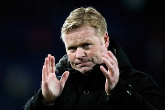 ROTTERDAM, NETHERLANDS - APRIL 05:  Feyenoord Manager, Ronald Koeman thanks the fans after victory in the Eredivisie match between Feyenoord and VVV Venlo at De Kuip on April 5, 2013 in Rotterdam, Netherlands.  (Photo by Dean Mouhtaropoulos/Getty Images)